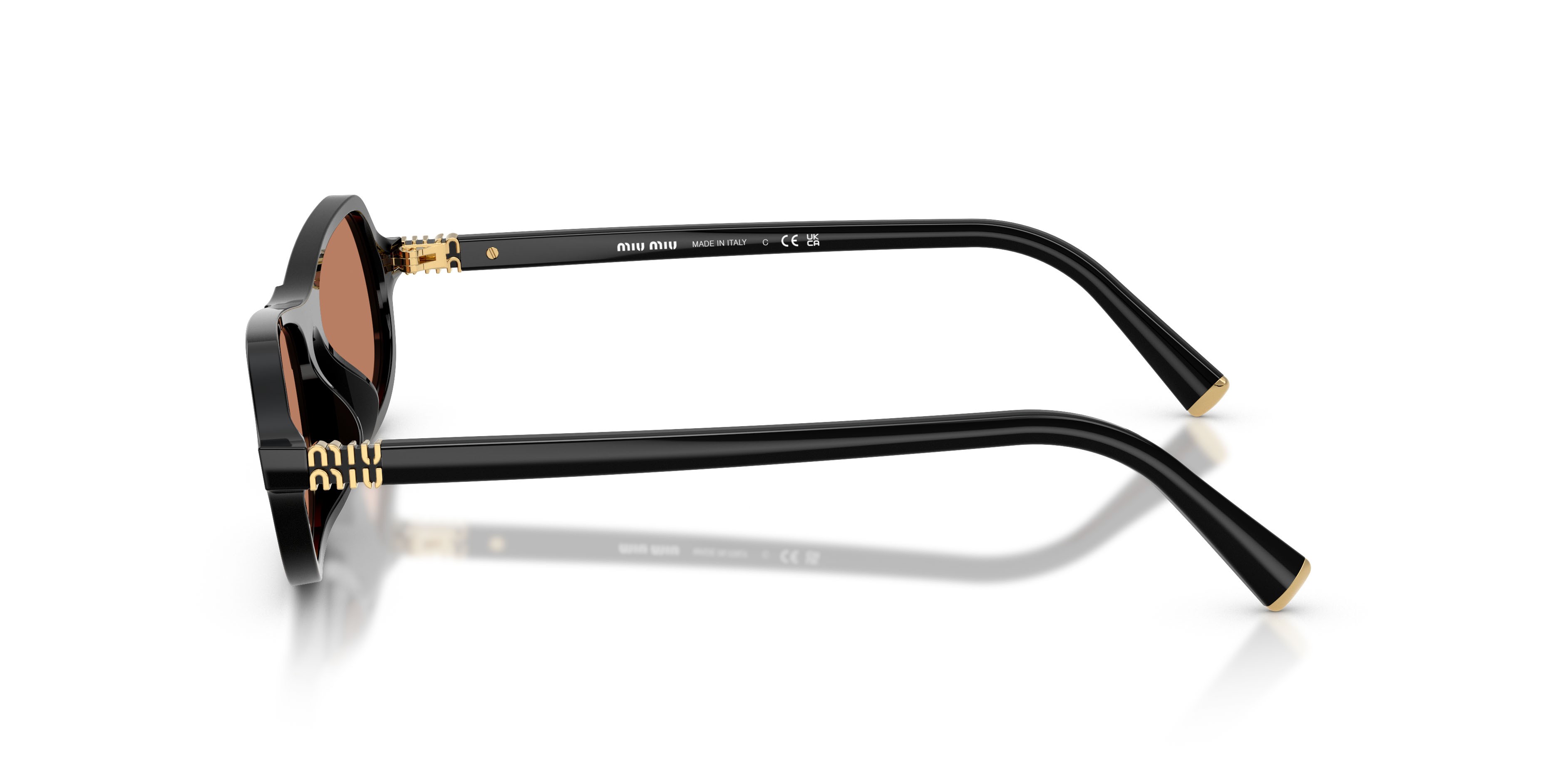 Occhiali da sole Miu Miu MU B10SU (16K90Q) colore nero forma irregolare lenti marrone