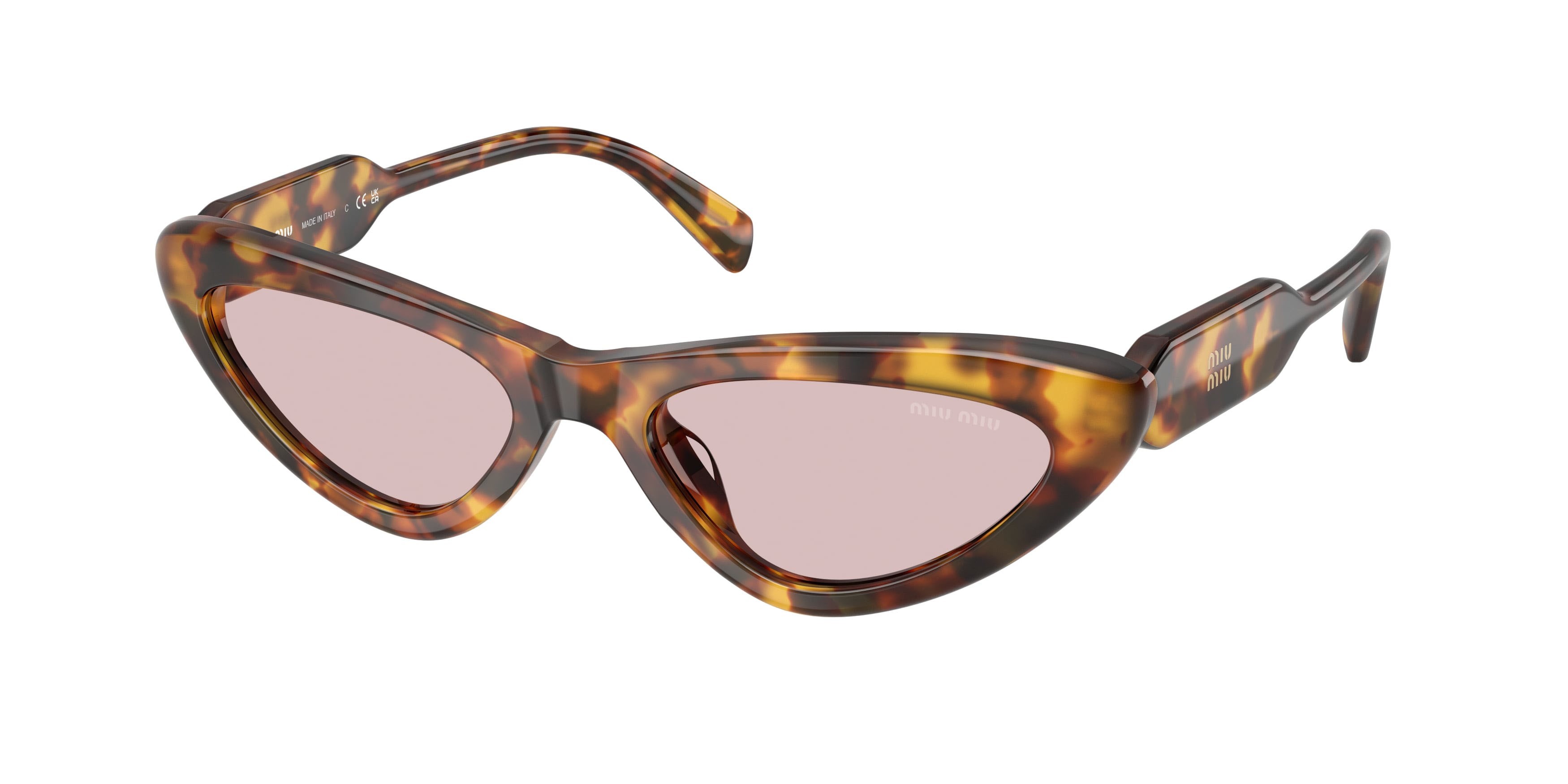 Occhiali da sole Miu Miu MU B11SU (14L4I0) colore havana miele forma cat eye lenti rosa
