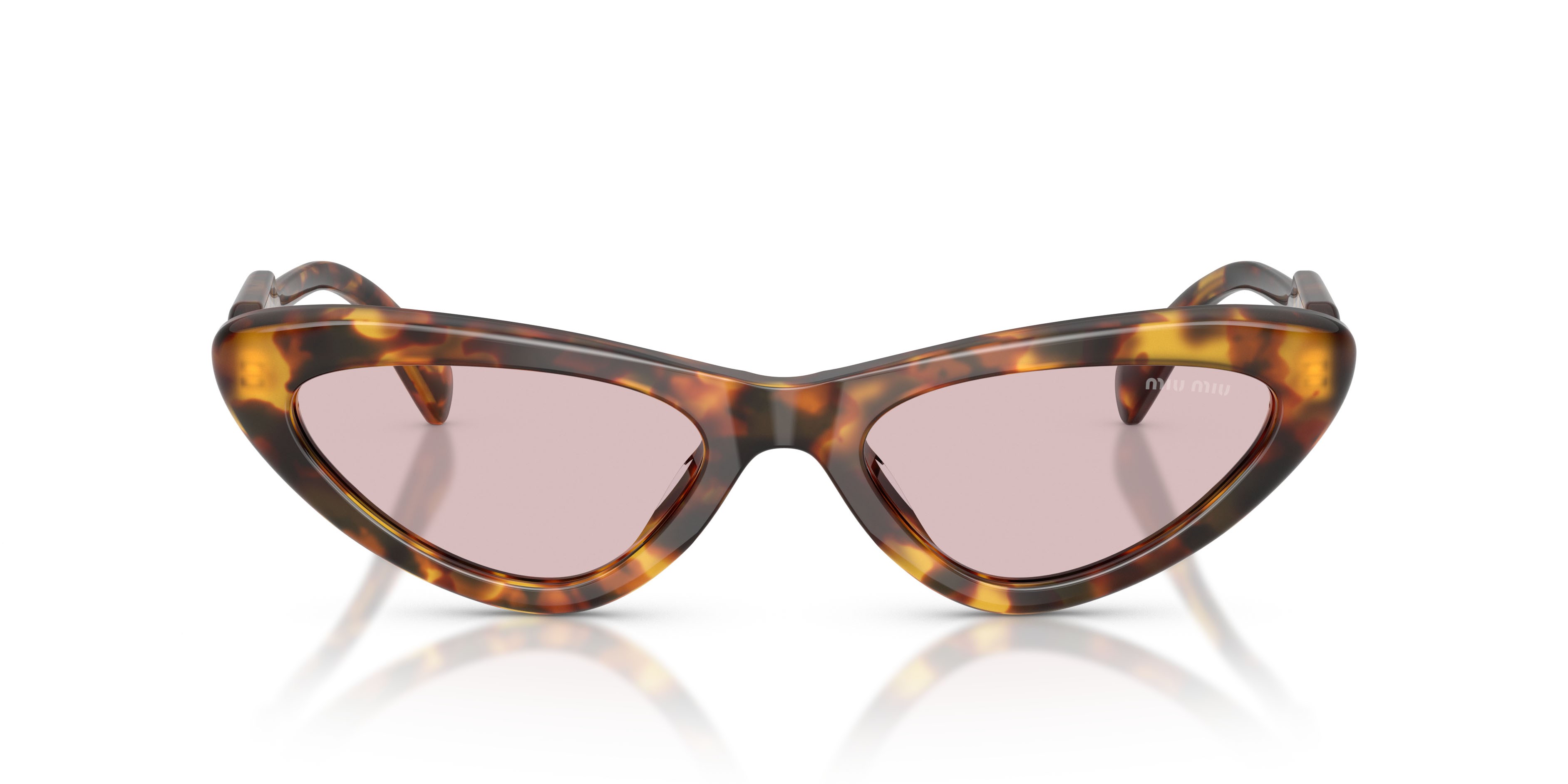 Occhiali da sole Miu Miu MU B11SU (14L4I0) colore havana miele forma cat eye lenti rosa