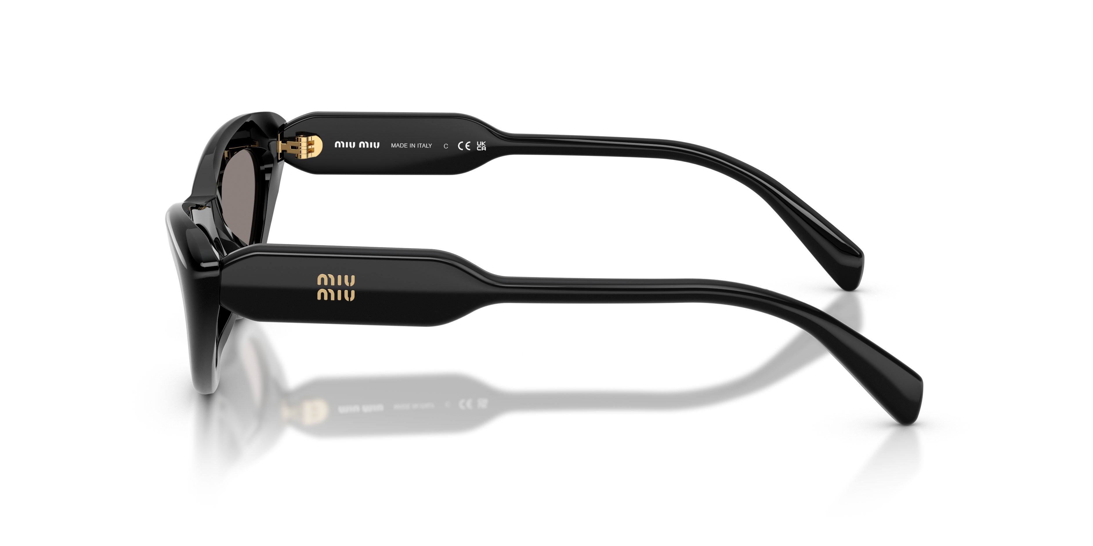 Occhiali da sole Miu Miu MU B11SU (16K80Q) colore nero forma cat eye lenti grigio scuro