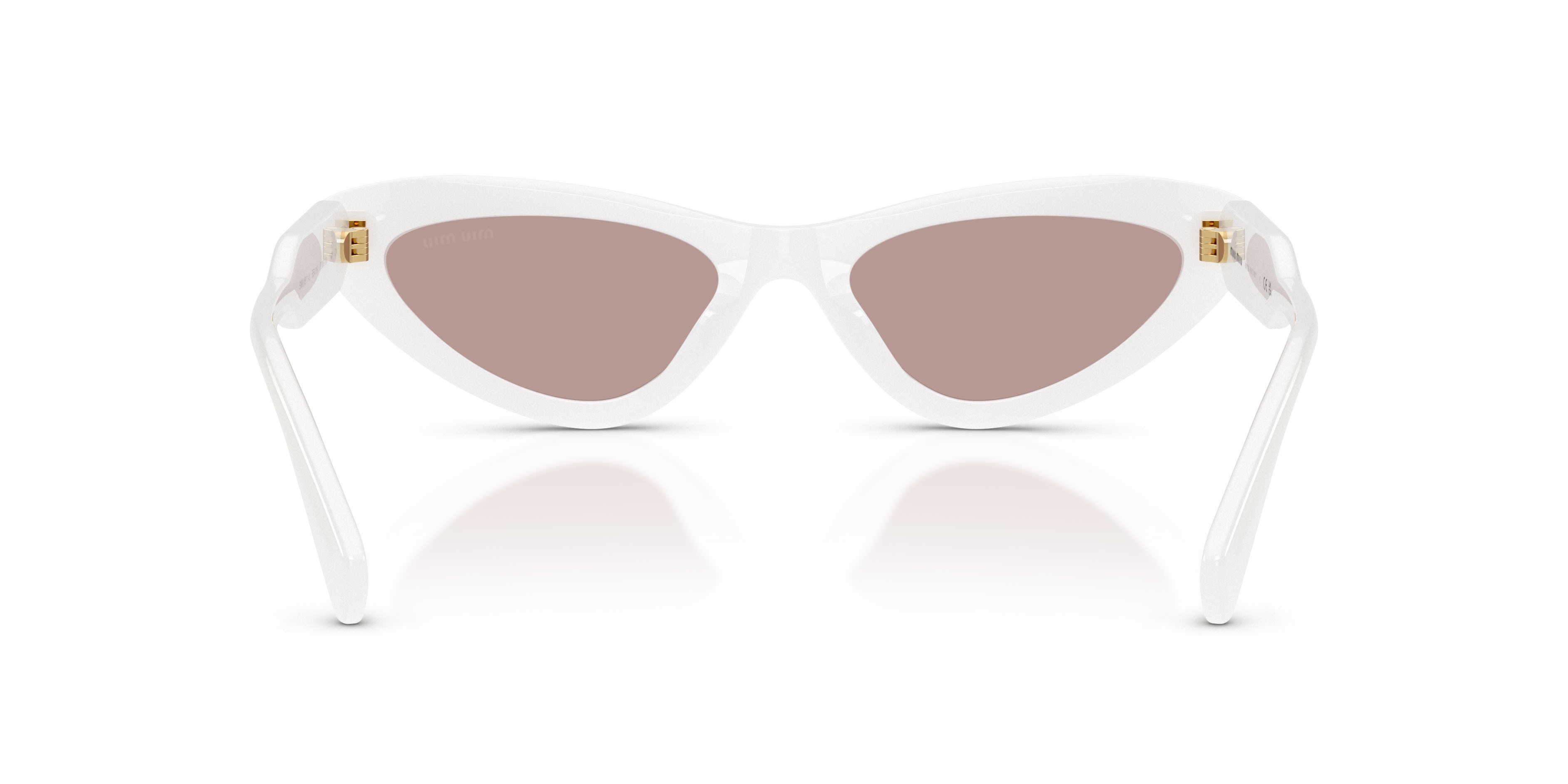 Occhiali da sole Miu Miu MU B11SU (20M20I) colore bianco opalino forma cat eye lenti viola chiaro/marrone