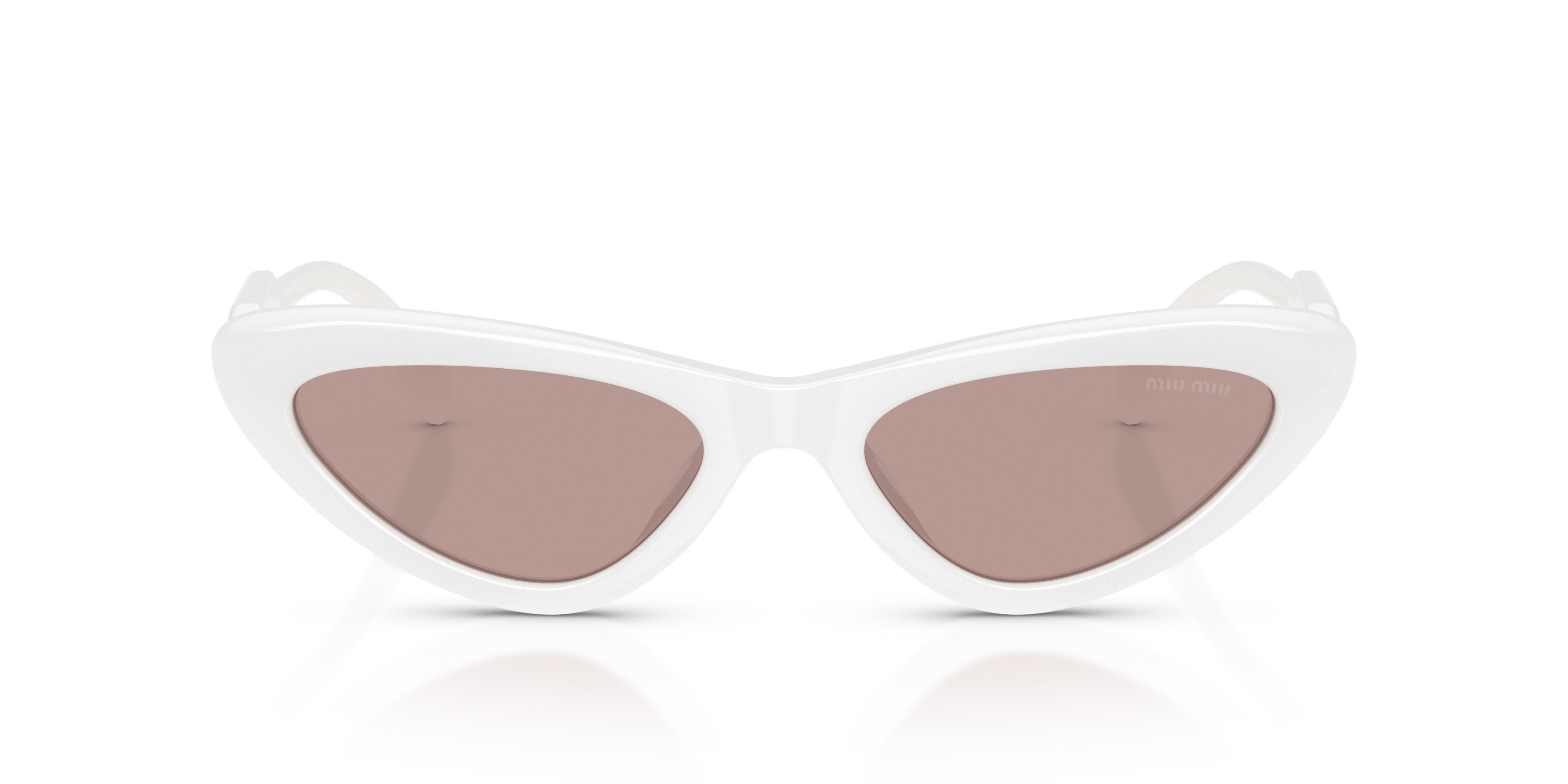 Occhiali da sole Miu Miu MU B11SU (20M20I) colore bianco opalino forma cat eye lenti viola chiaro/marrone
