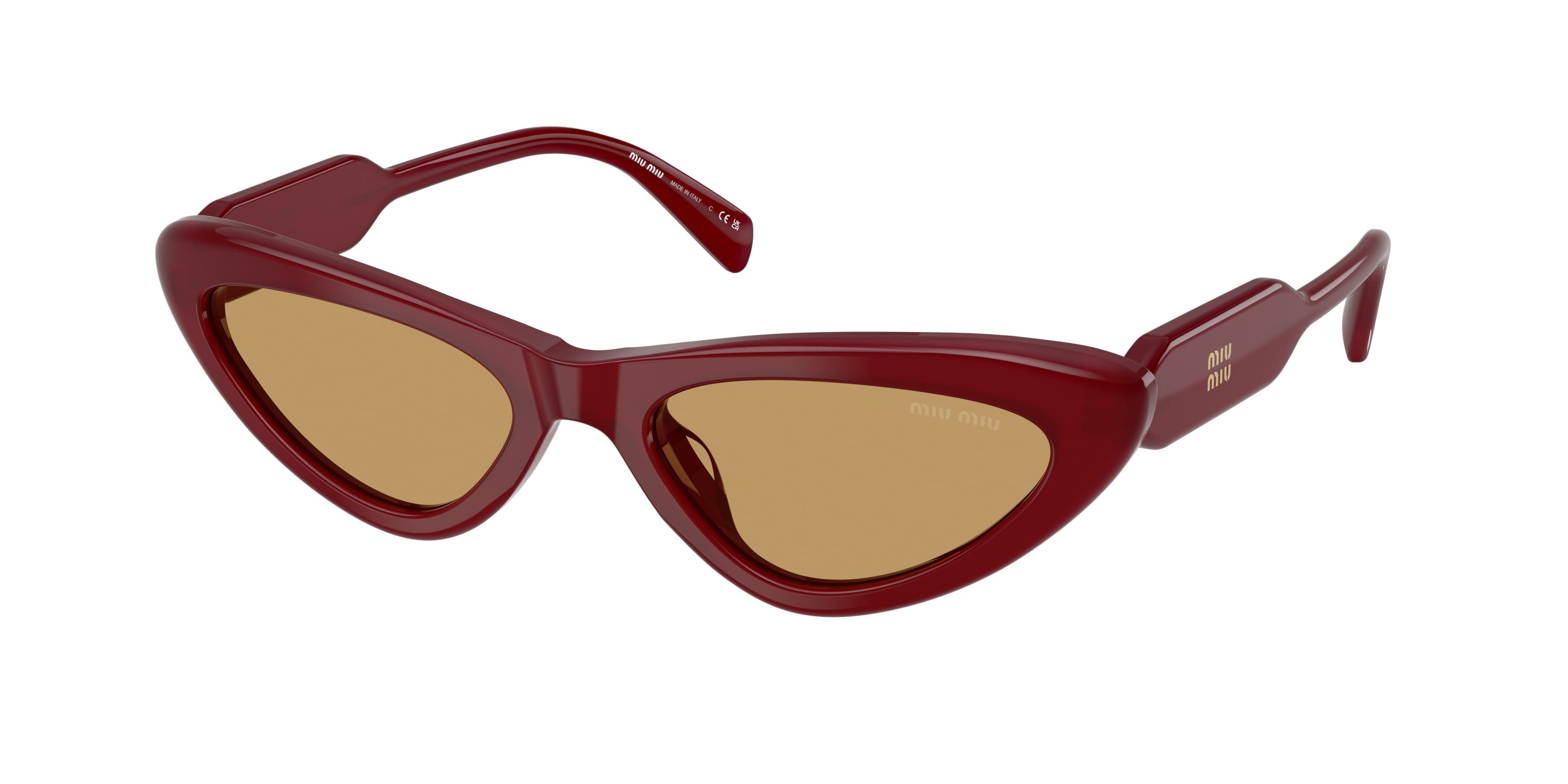 Occhiali da sole Miu Miu MU B11SU (21I10Y) colore borgogna opalino forma cat eye lenti marrone