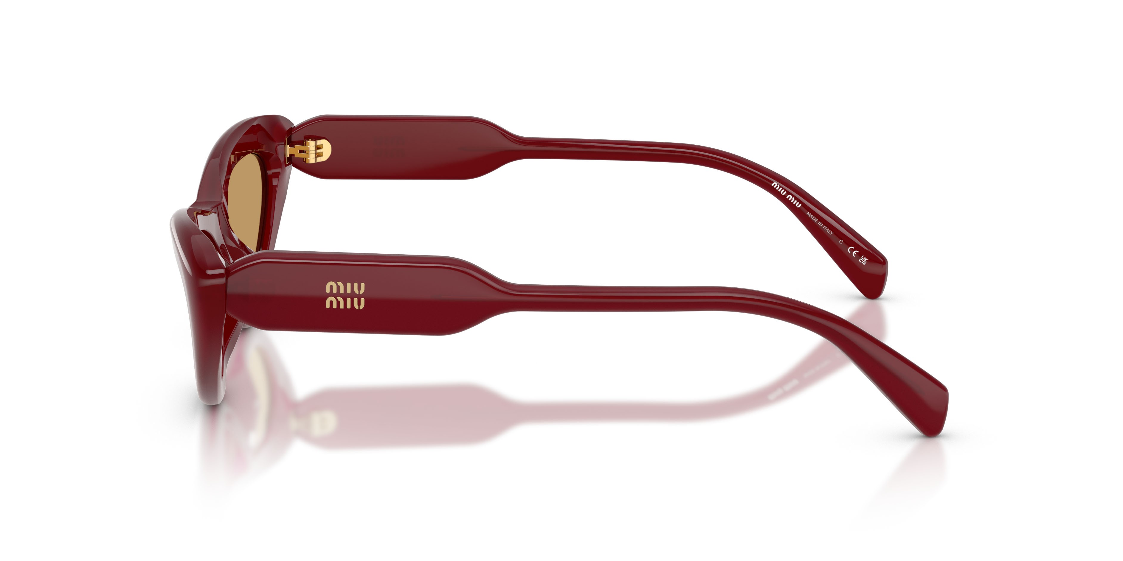 Occhiali da sole Miu Miu MU B11SU (21I10Y) colore borgogna opalino forma cat eye lenti marrone