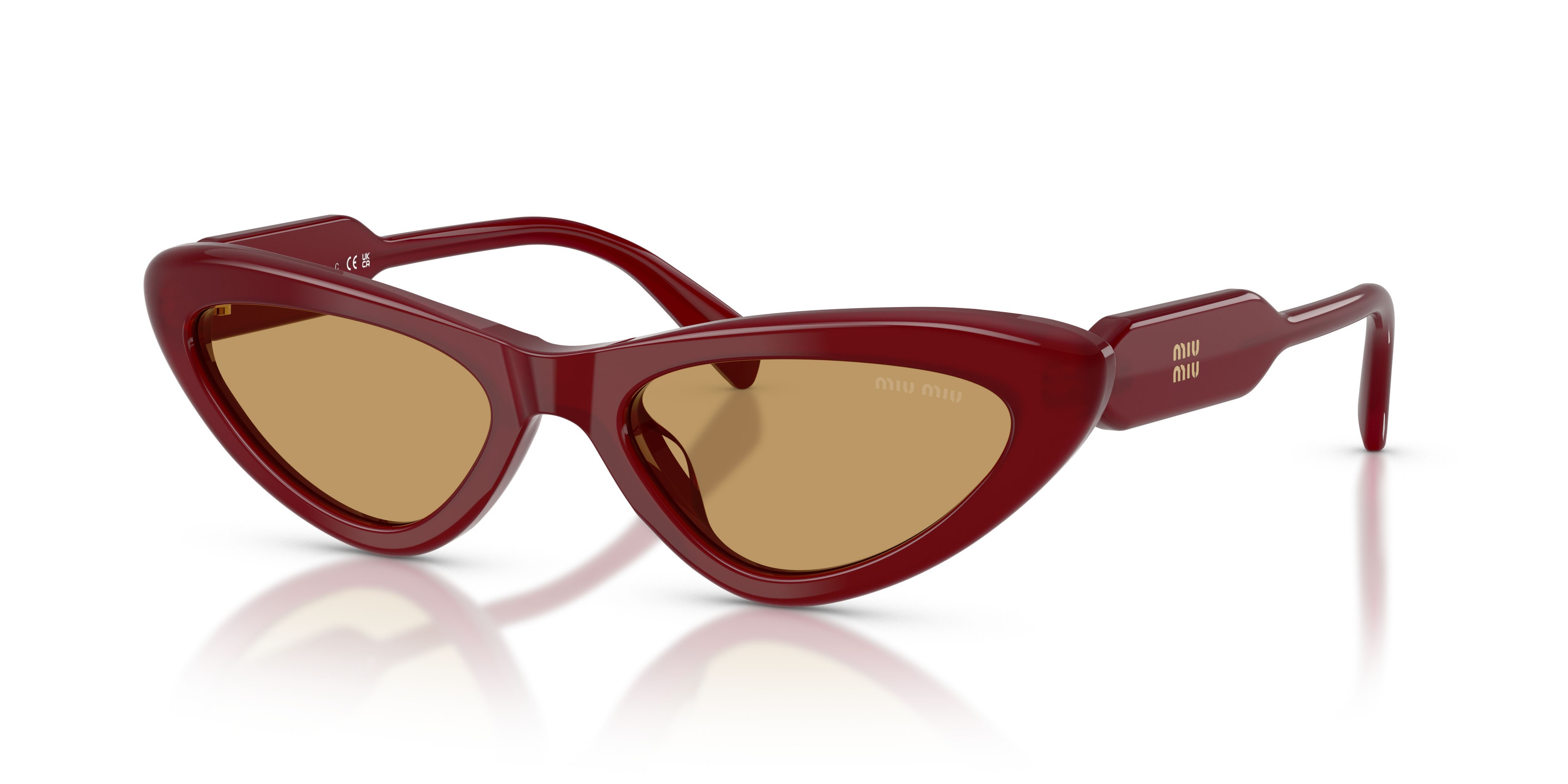 Occhiali da sole Miu Miu MU B11SU (21I10Y) colore borgogna opalino forma cat eye lenti marrone