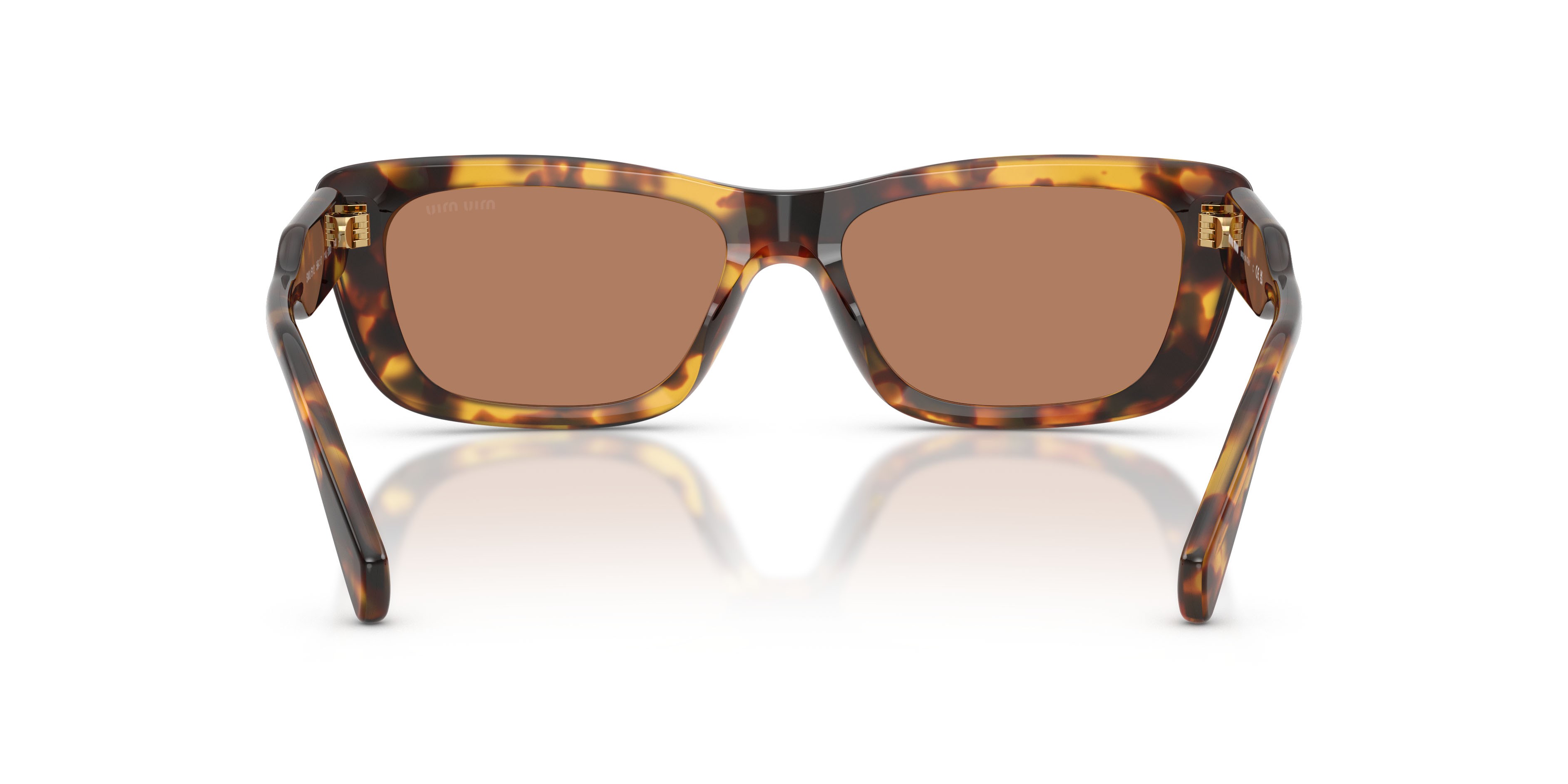 Occhiali da sole Miu Miu MU B12S (14L20D) colore havana miele forma rettangolare lenti marrone tinta unita