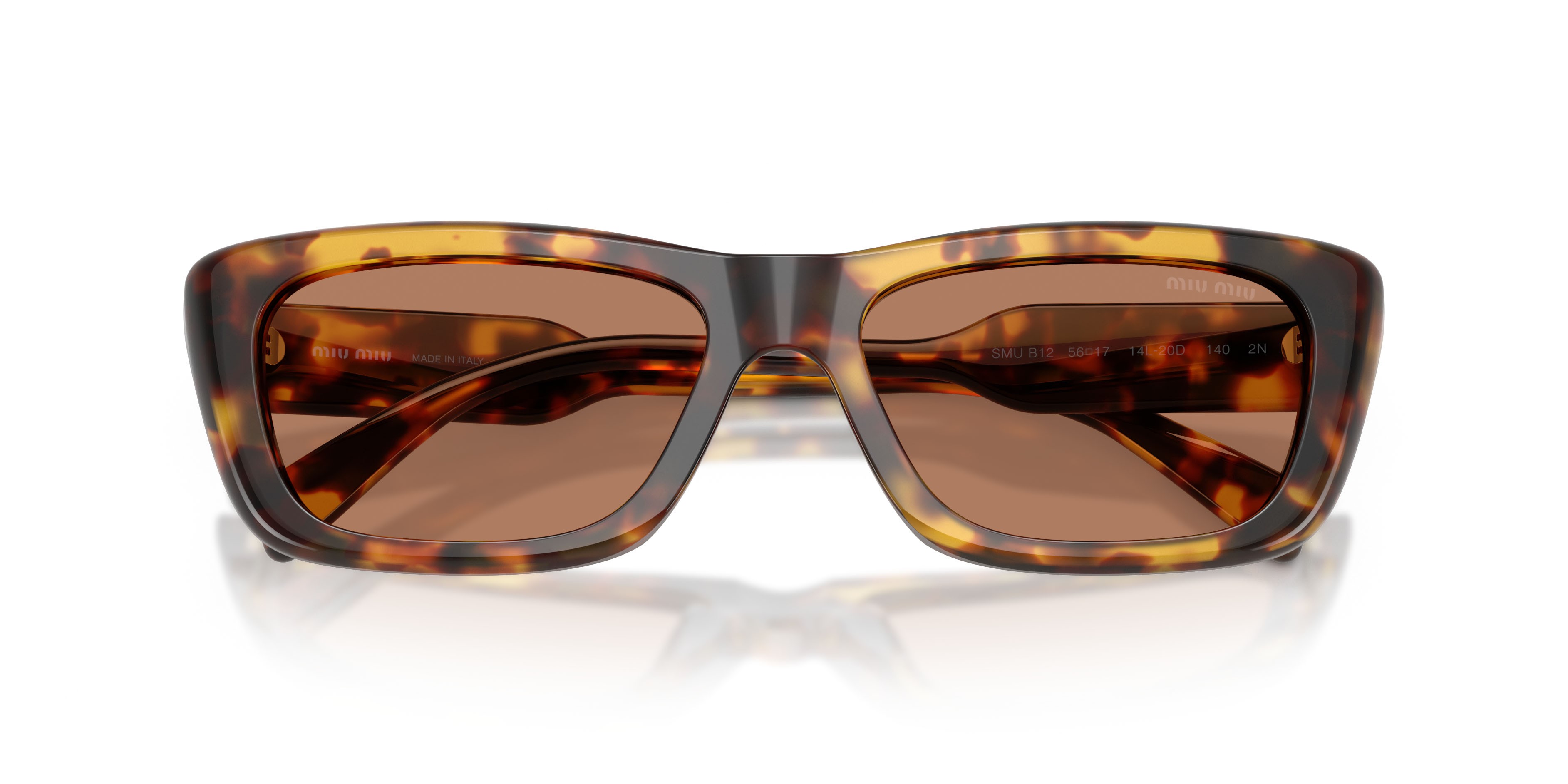 Occhiali da sole Miu Miu MU B12S (14L20D) colore havana miele forma rettangolare lenti marrone tinta unita