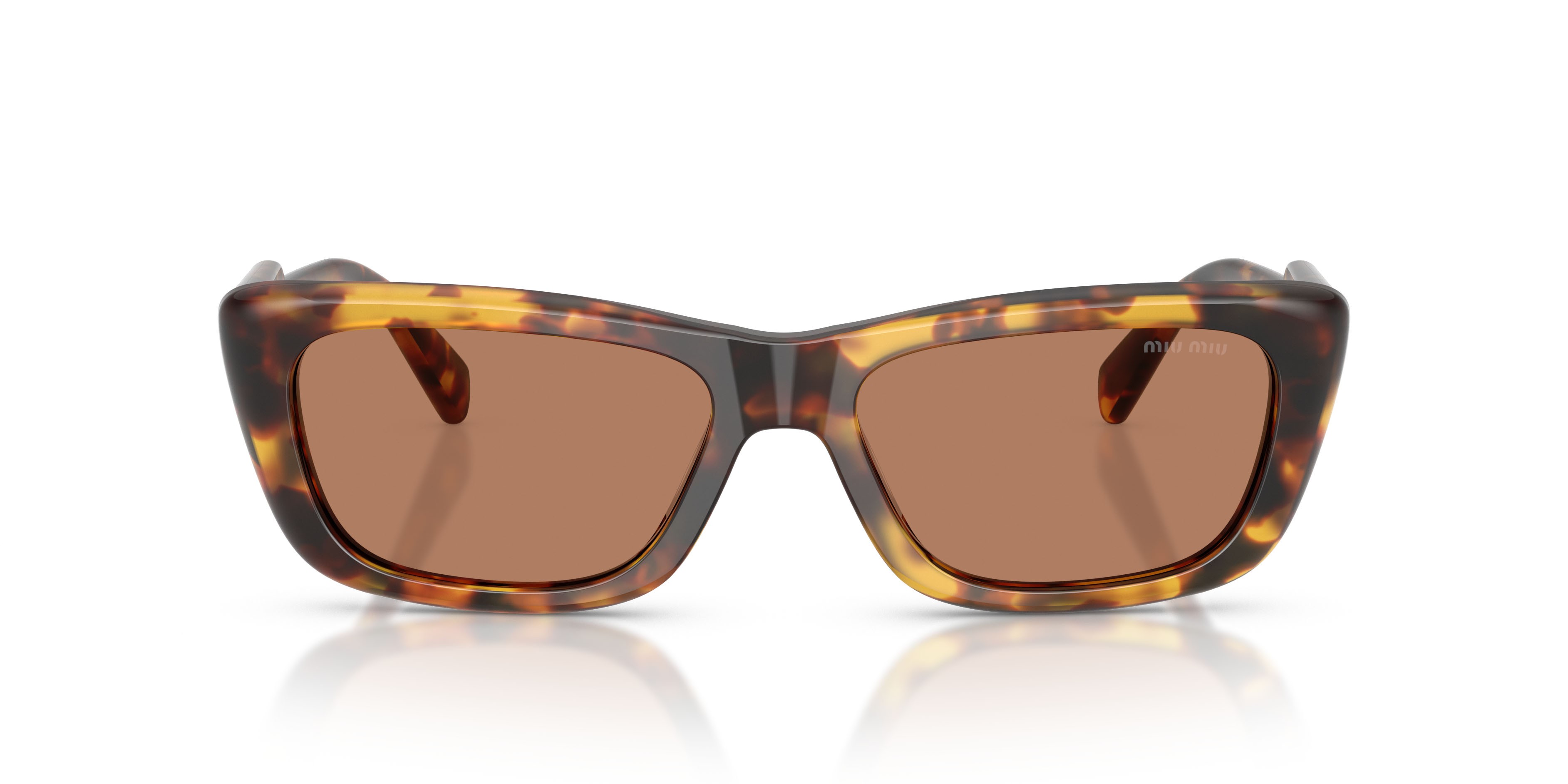 Occhiali da sole Miu Miu MU B12S (14L20D) colore havana miele forma rettangolare lenti marrone tinta unita