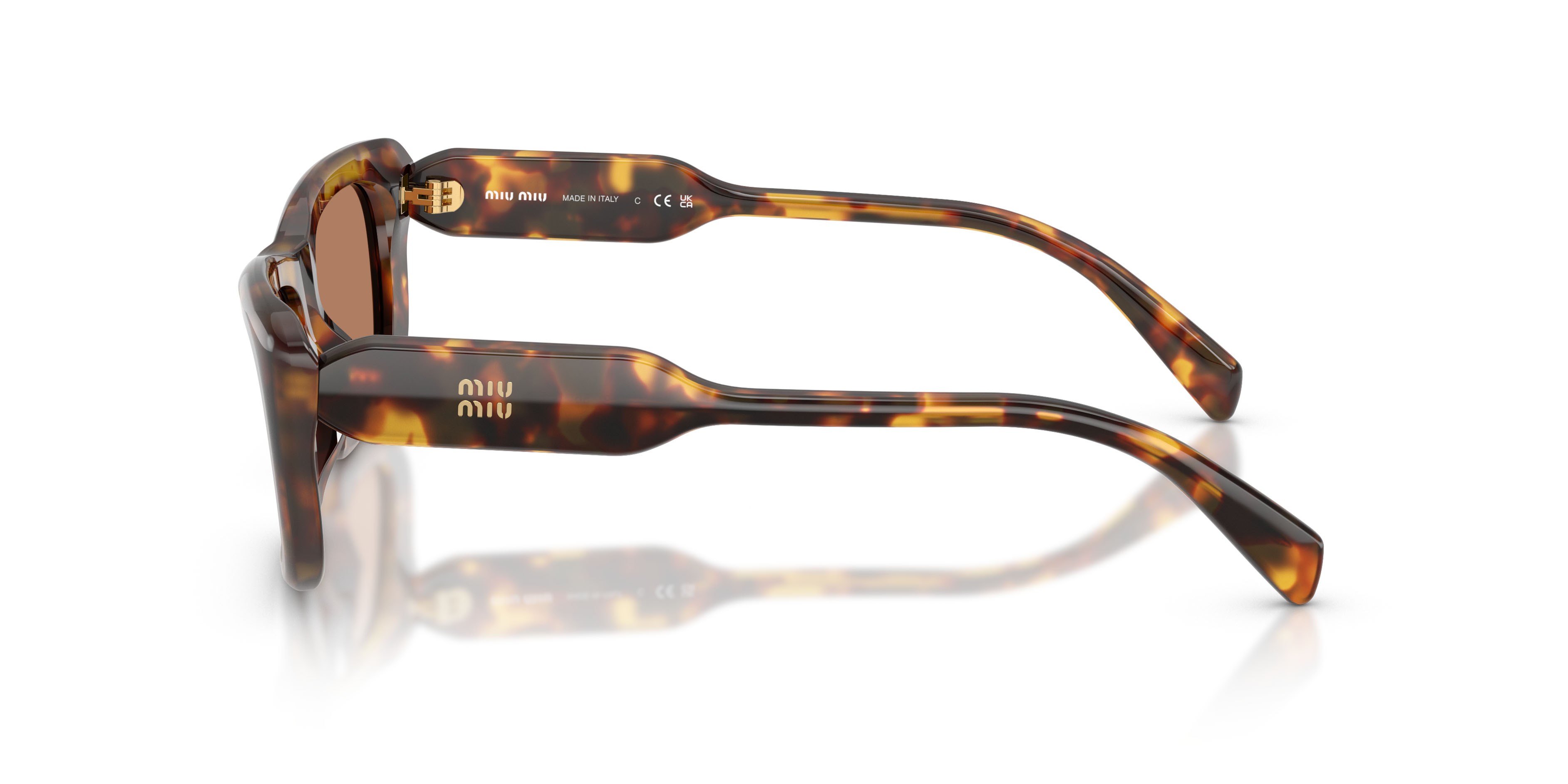 Occhiali da sole Miu Miu MU B12S (14L20D) colore havana miele forma rettangolare lenti marrone tinta unita