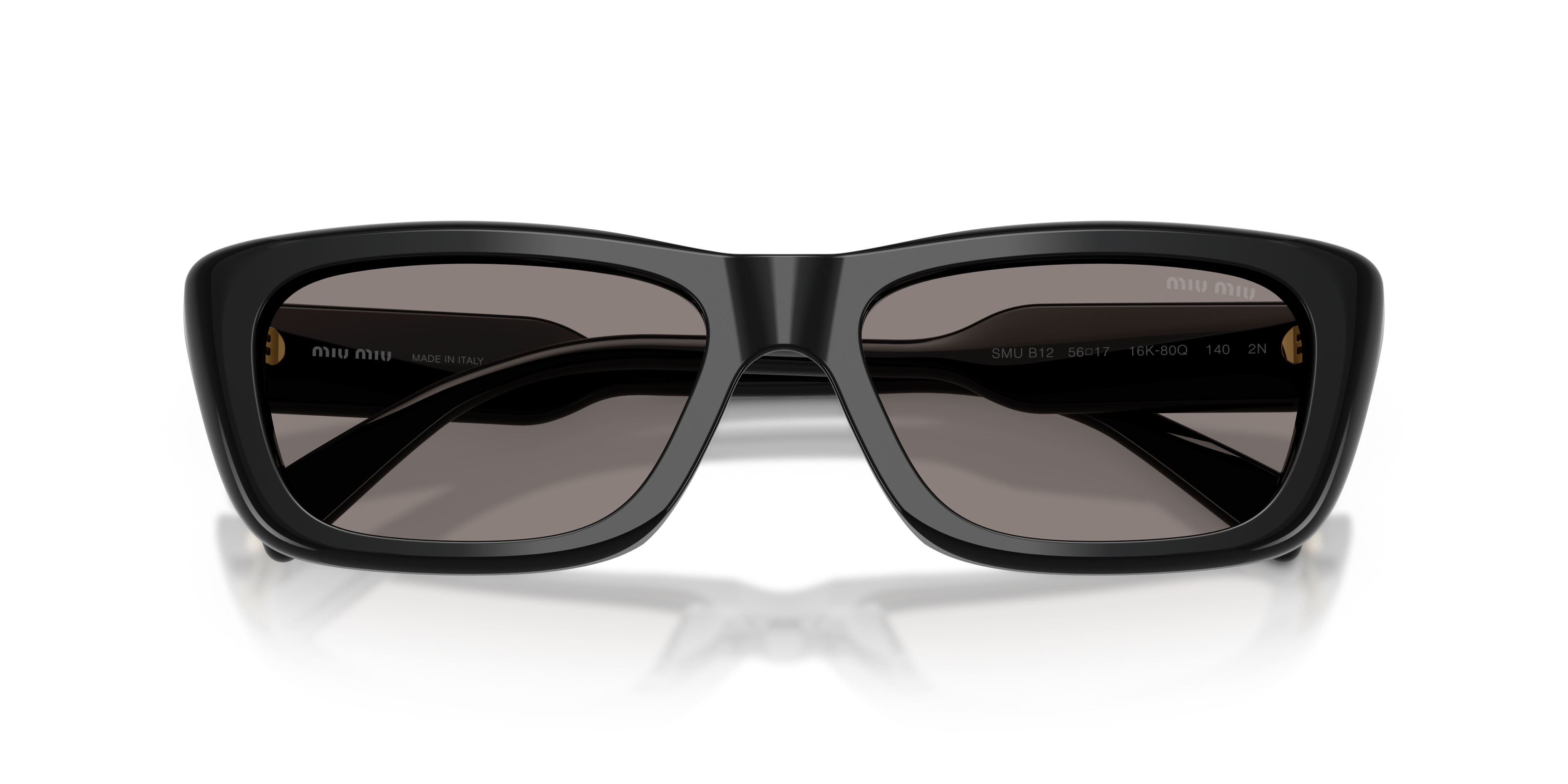 Occhiali da sole Miu Miu MU B12S (16K80Q) colore nero forma rettangolare lenti grigio scuro