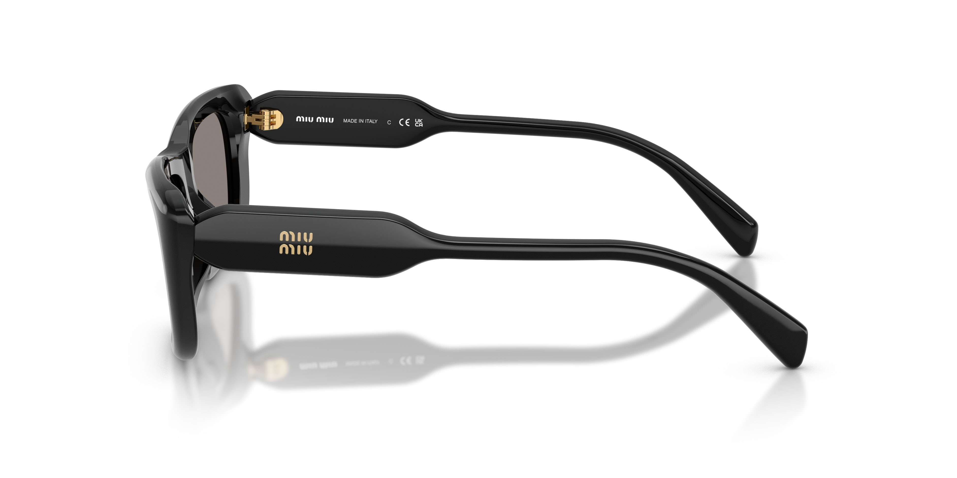Occhiali da sole Miu Miu MU B12S (16K80Q) colore nero forma rettangolare lenti grigio scuro