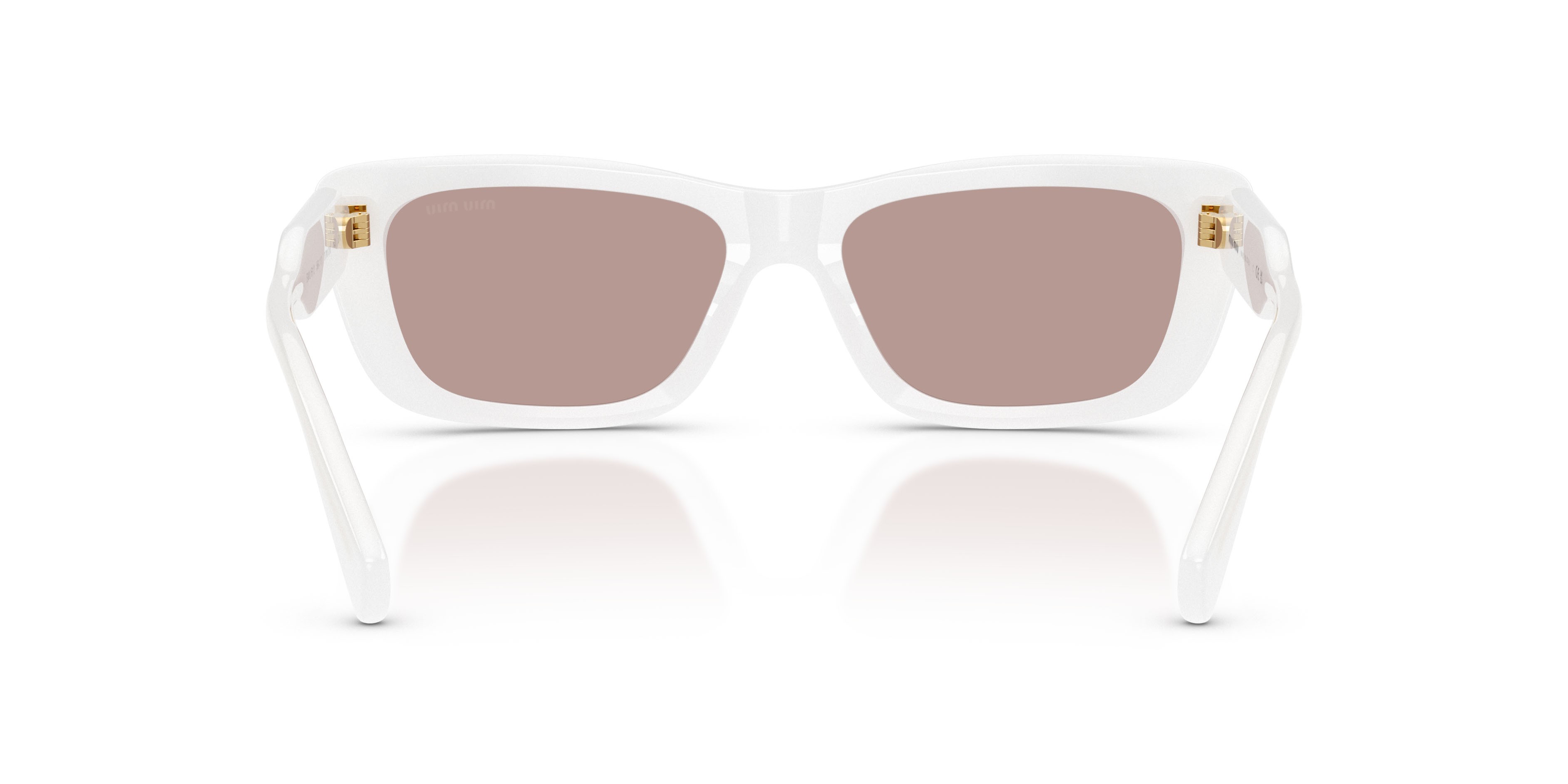 Occhiali da sole Miu Miu MU B12S (20M20I) colore bianco opalino forma rettangolare lenti viola chiaro/marrone