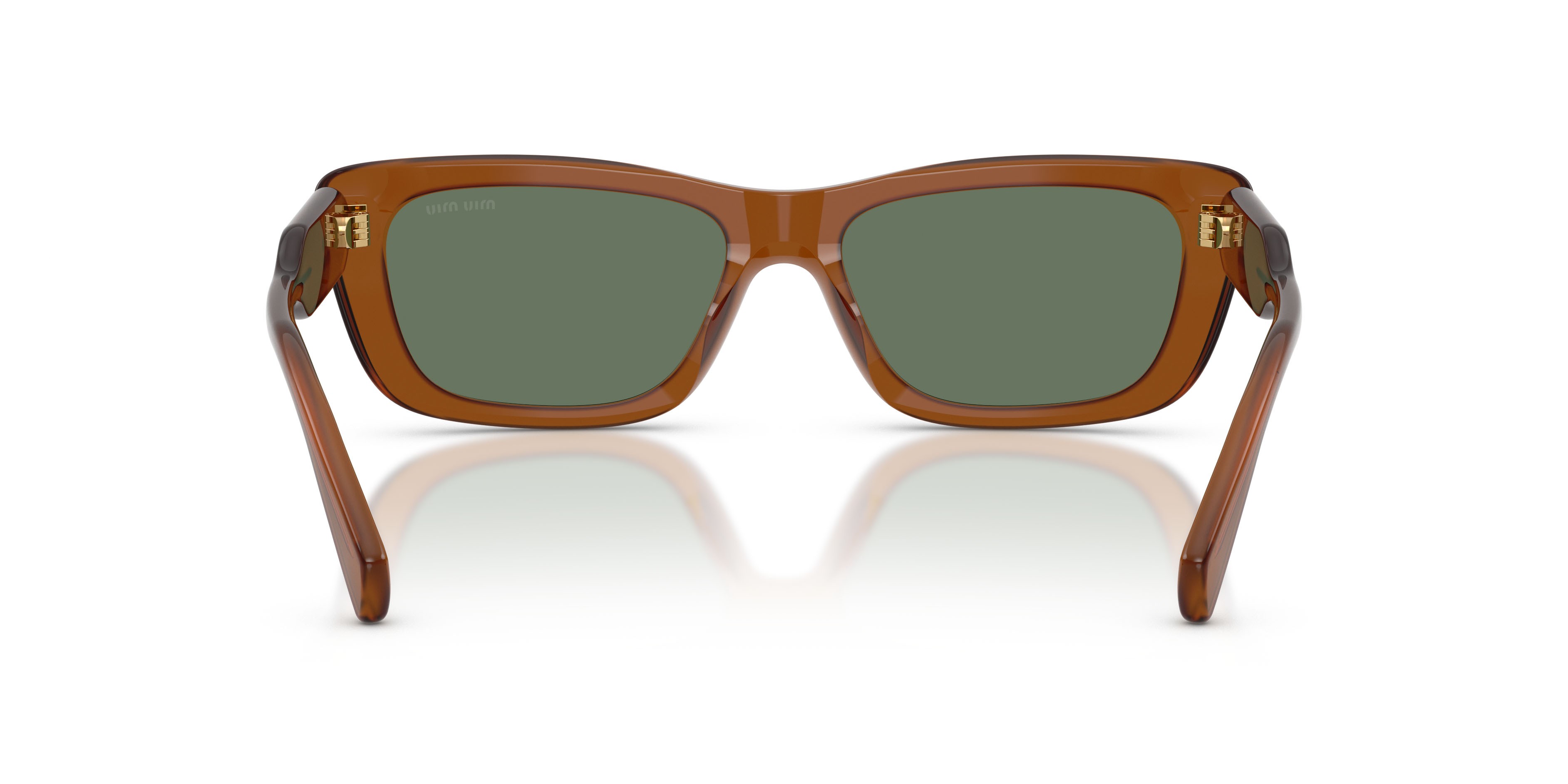 Occhiali da sole Miu Miu MU B12S (22I70L) colore ambra forma rettangolare lenti verde scuro