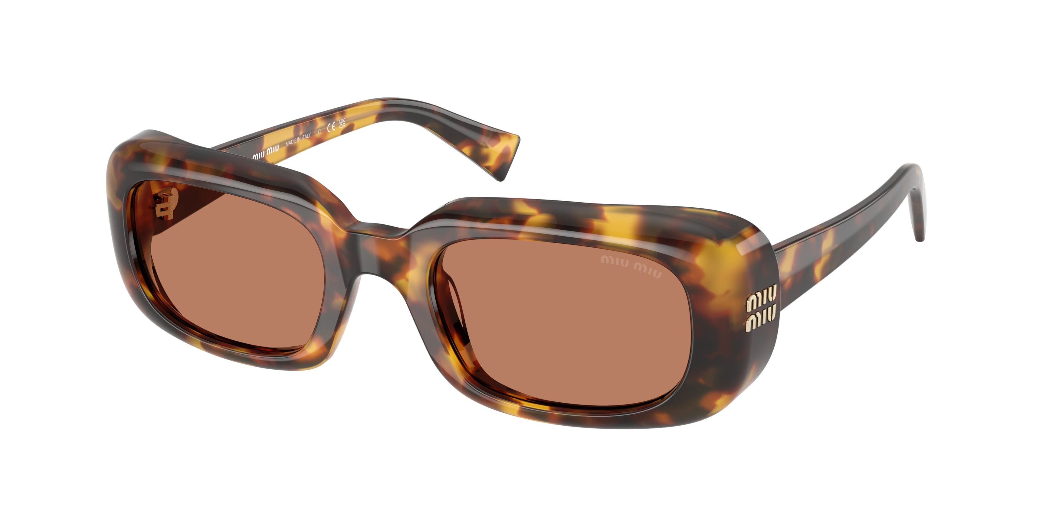 Occhiali da sole Miu Miu MU B13S (14L90Q) colore havana miele forma rettangolare lenti marrone