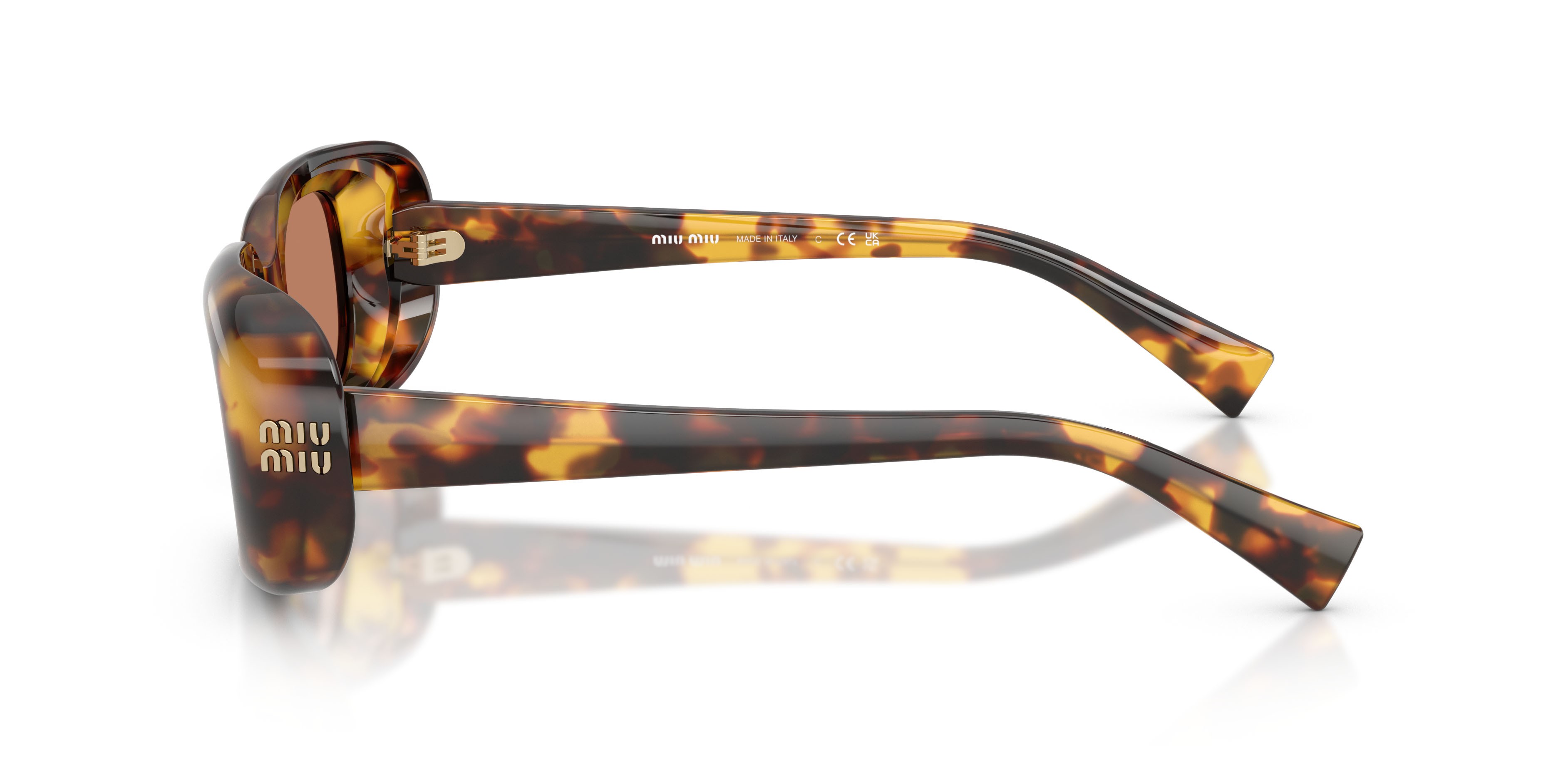 Occhiali da sole Miu Miu MU B13S (14L90Q) colore havana miele forma rettangolare lenti marrone