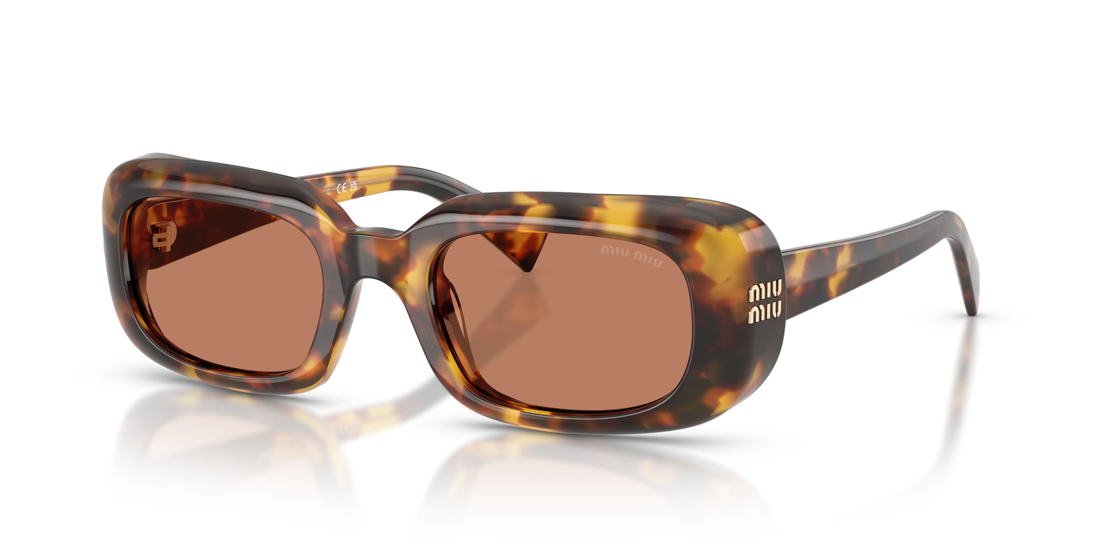 Occhiali da sole Miu Miu MU B13S (14L90Q) colore havana miele forma rettangolare lenti marrone