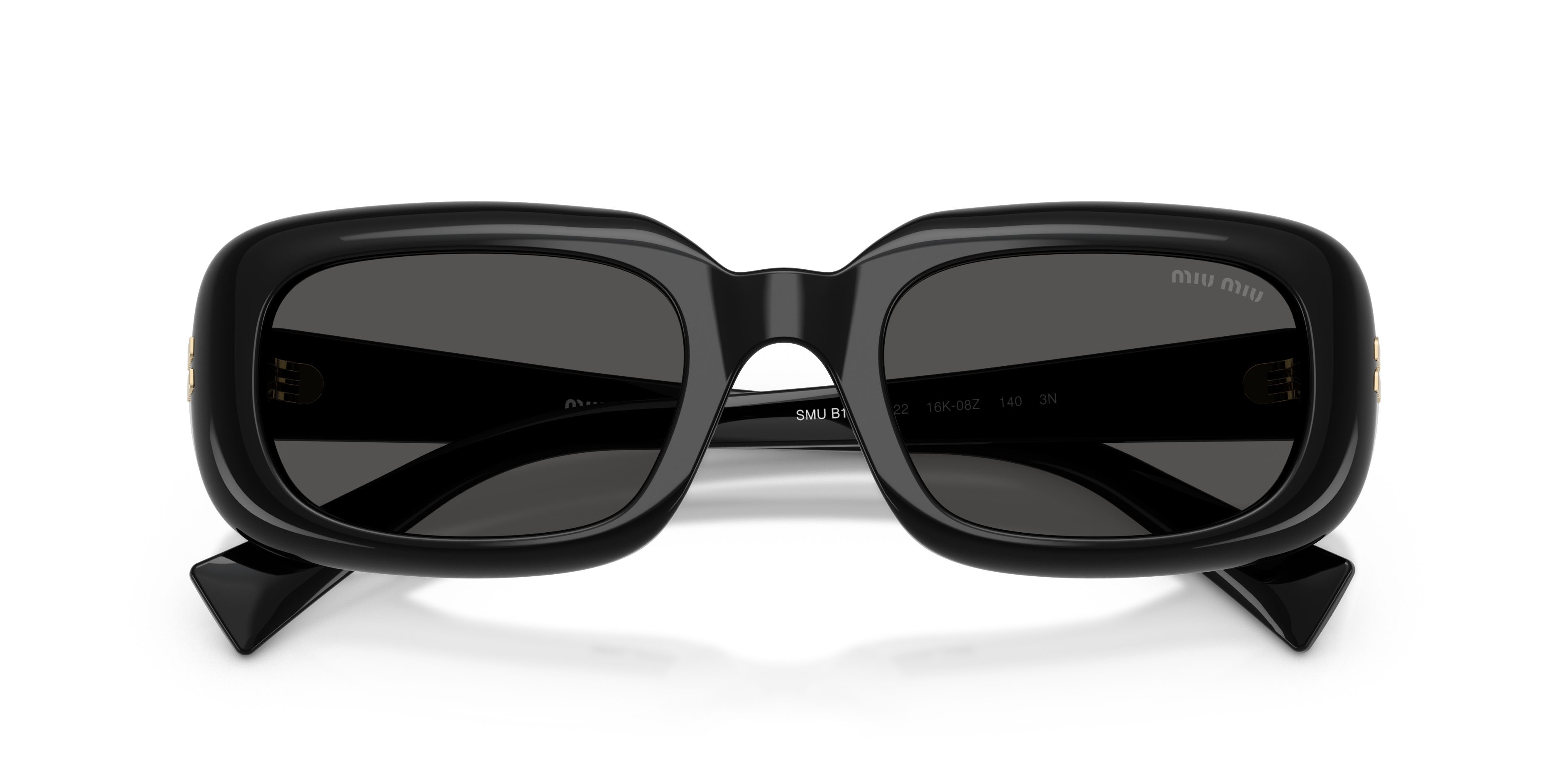 Occhiali da sole Miu Miu MU B13S (16K08Z) colore nero forma rettangolare lenti grigio scuro