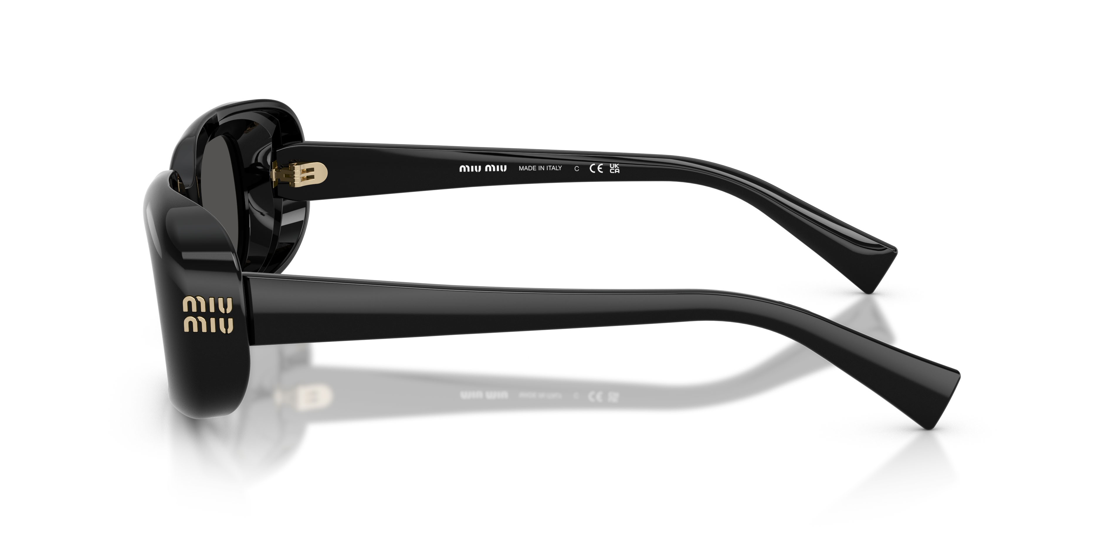 Occhiali da sole Miu Miu MU B13S (16K08Z) colore nero forma rettangolare lenti grigio scuro