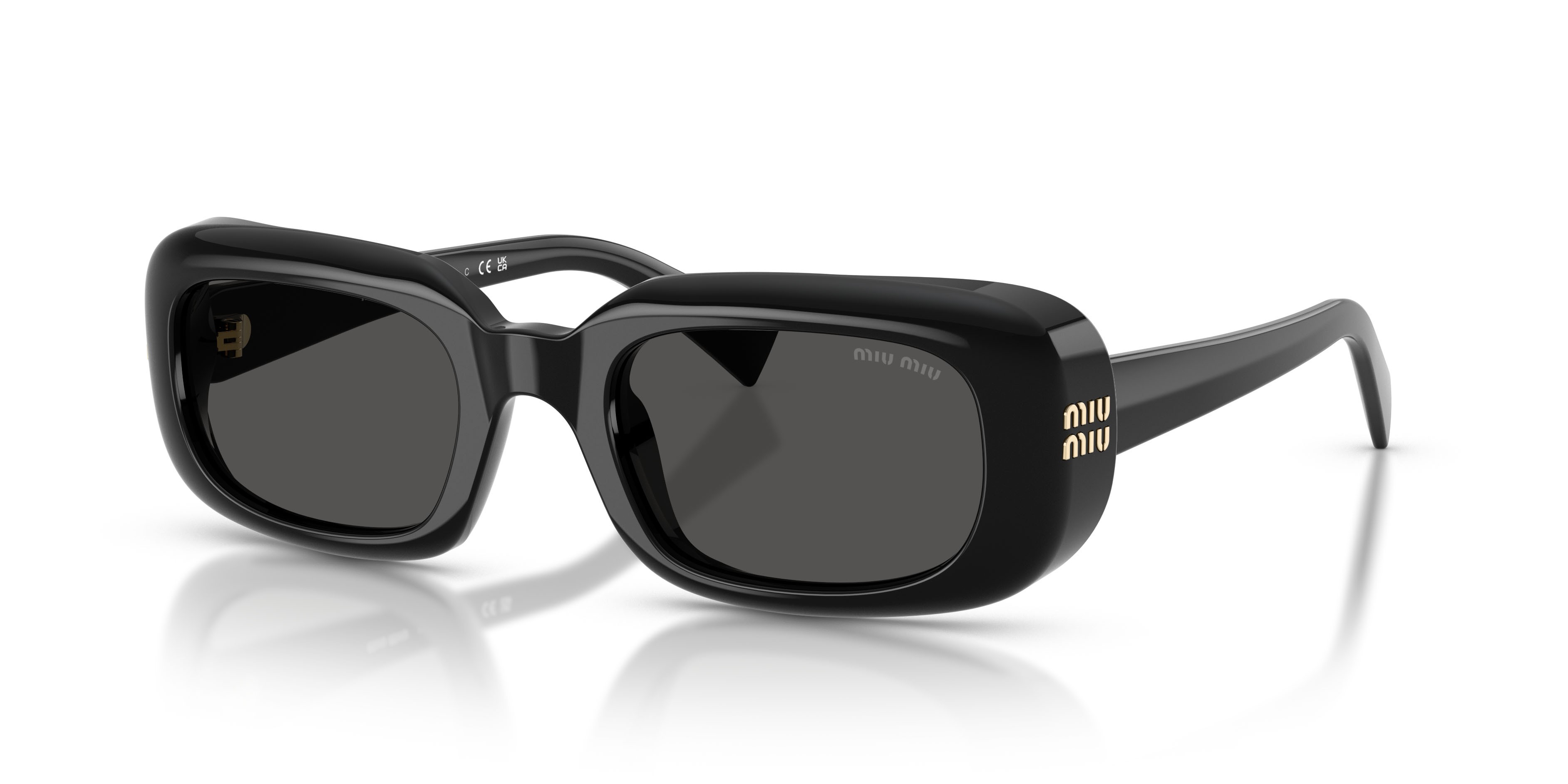 Occhiali da sole Miu Miu MU B13S (16K08Z) colore nero forma rettangolare lenti grigio scuro