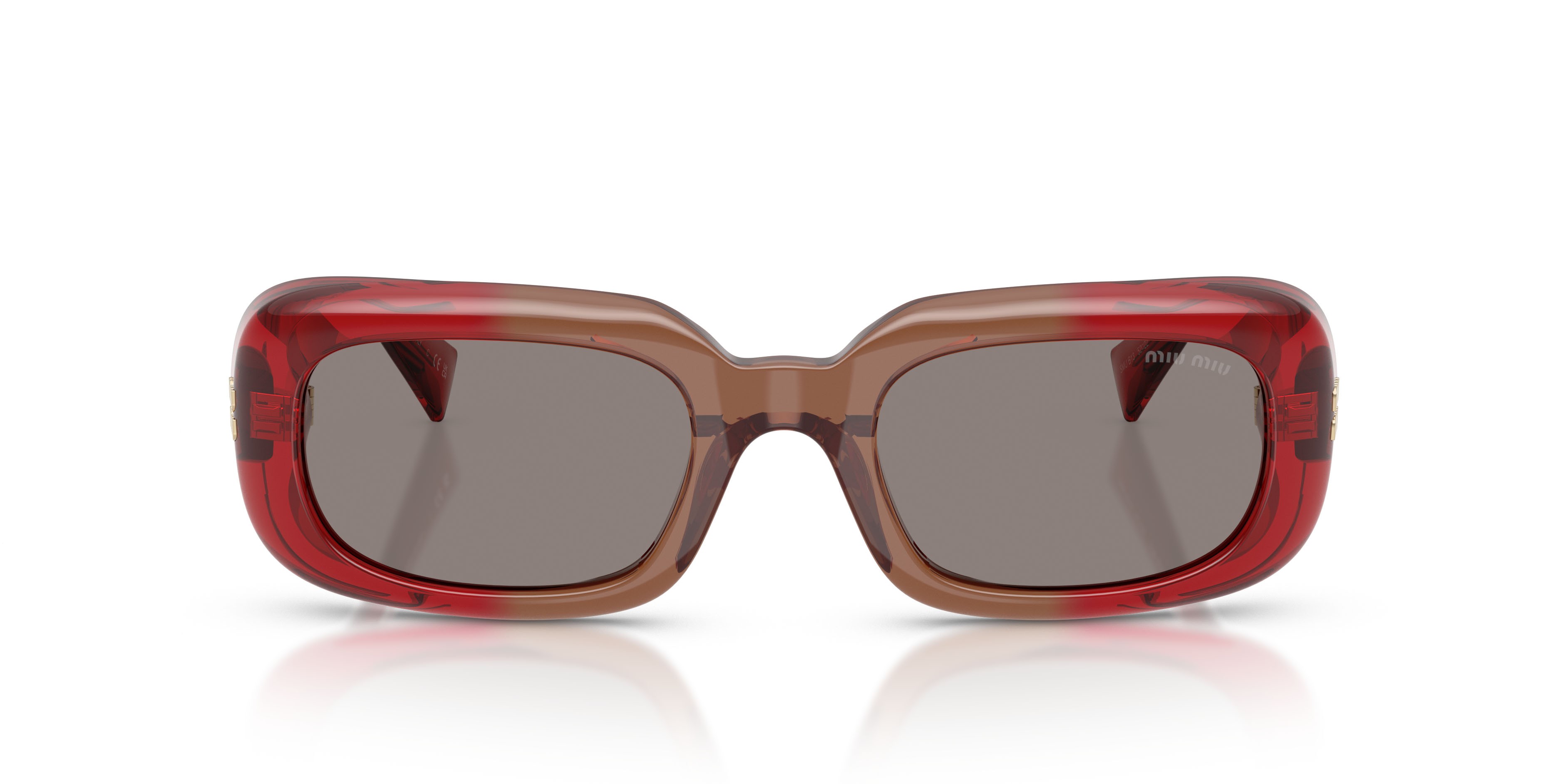 Occhiali da sole Miu Miu MU B13S (23M80Q) colore bordeaux forma rettangolare lenti grigio scuro