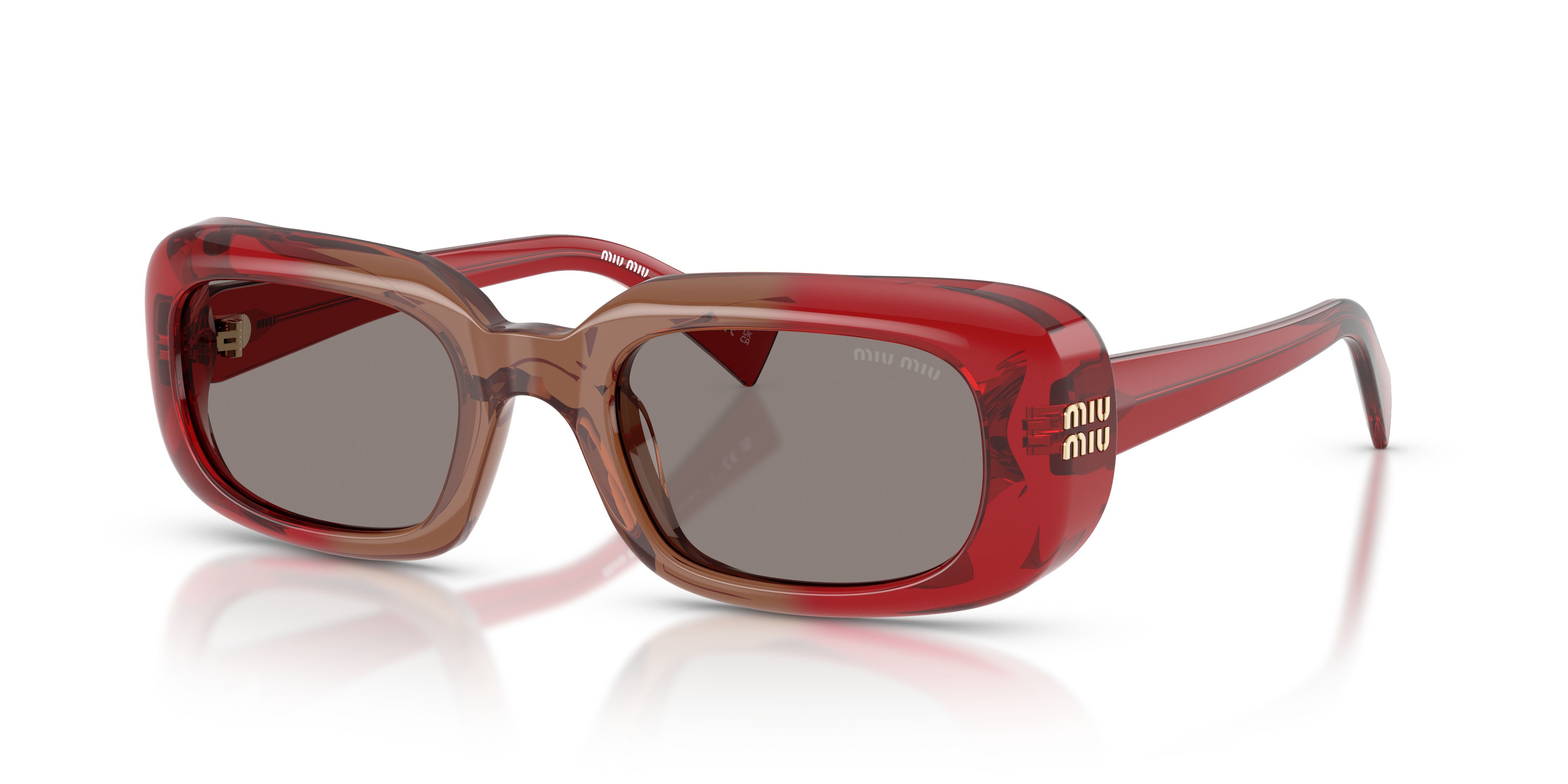 Occhiali da sole Miu Miu MU B13S (23M80Q) colore bordeaux forma rettangolare lenti grigio scuro