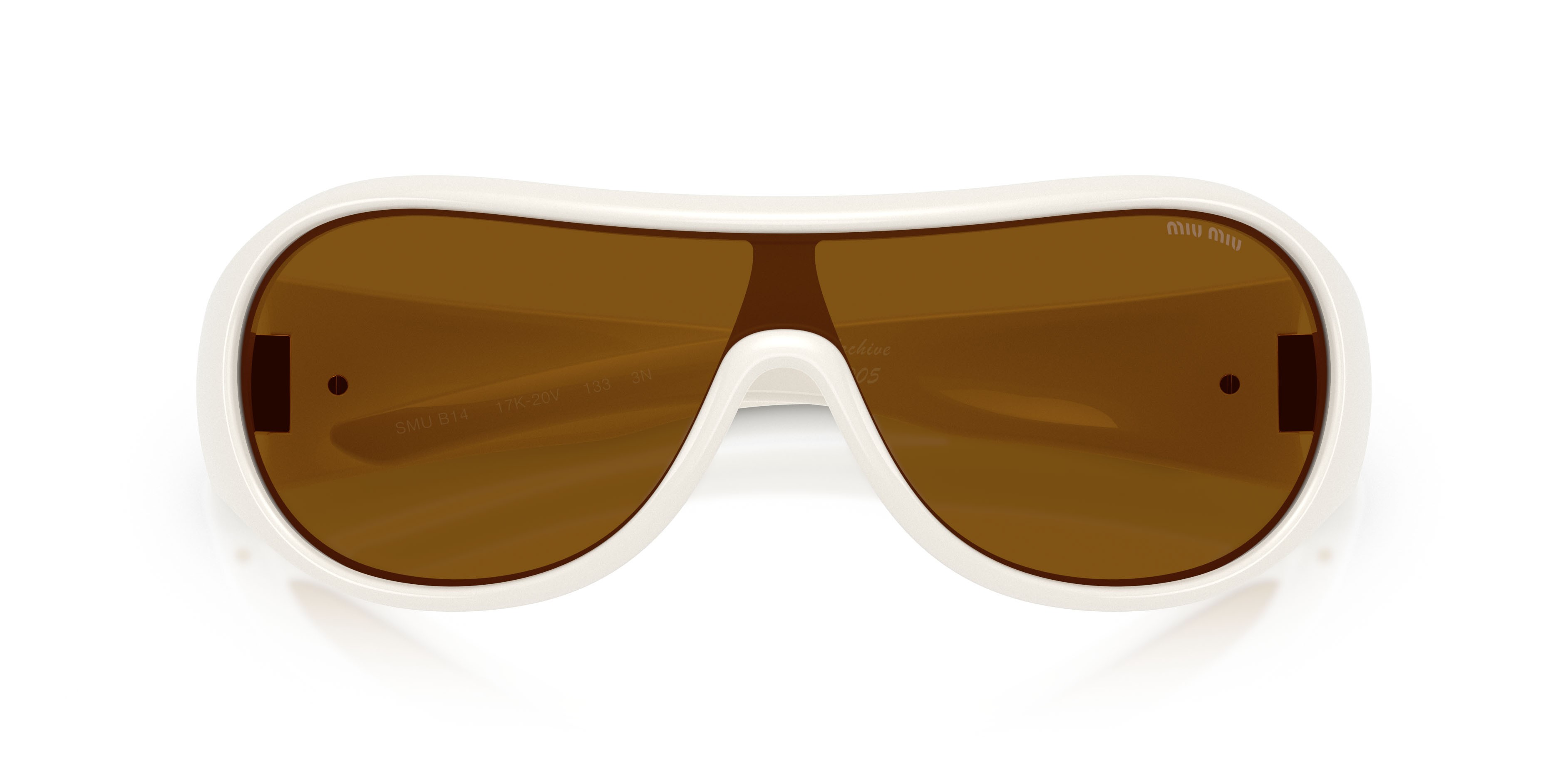Occhiali da sole Miu Miu MU B14SU (17K20V) colore bianco forma irregolare lenti bronzo scuro