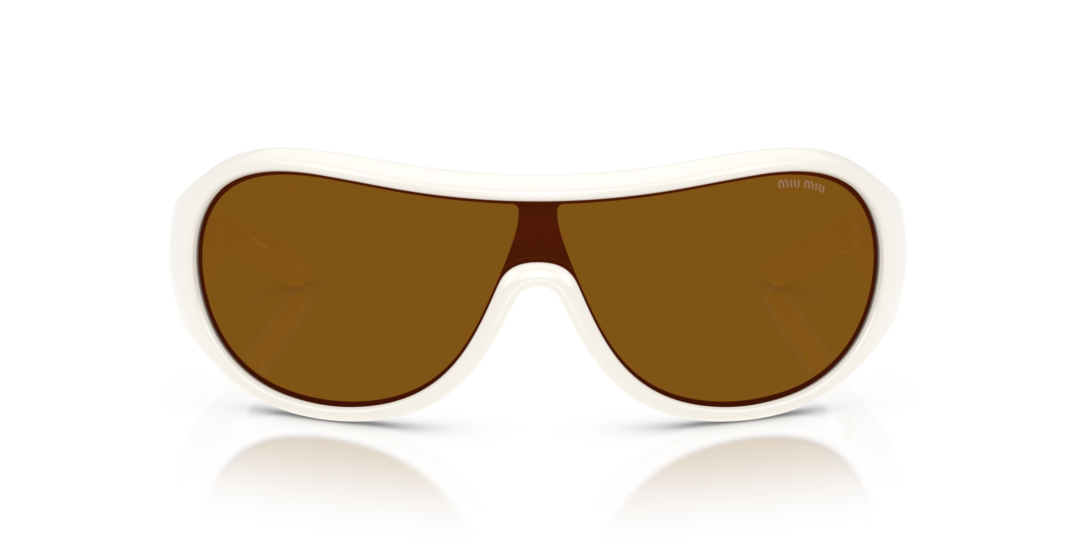 Occhiali da sole Miu Miu MU B14SU (17K20V) colore bianco forma irregolare lenti bronzo scuro