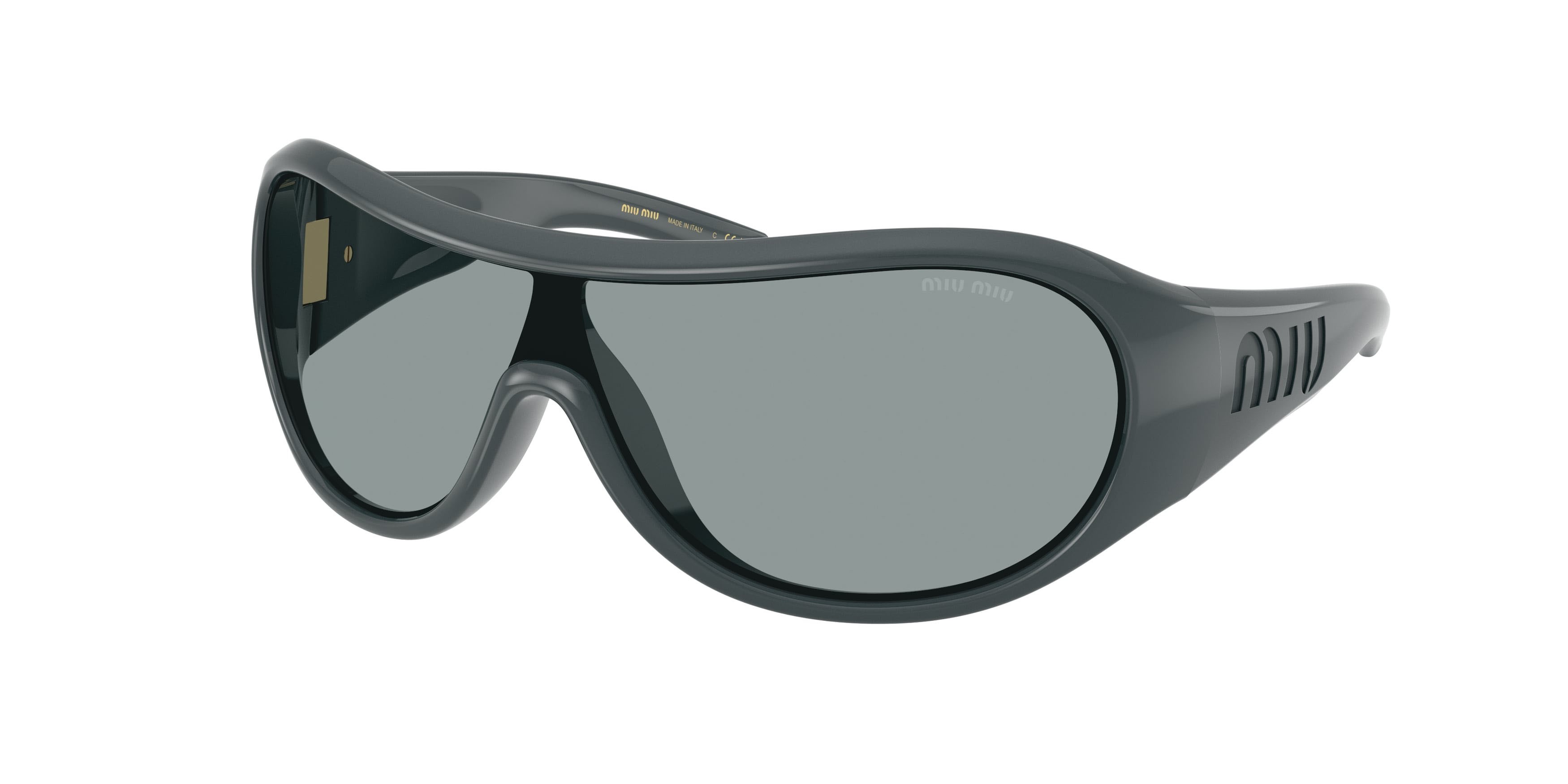 Occhiali da sole Miu Miu MU B14SU (25N70M) colore grigio forma irregolare lenti nero/grigio