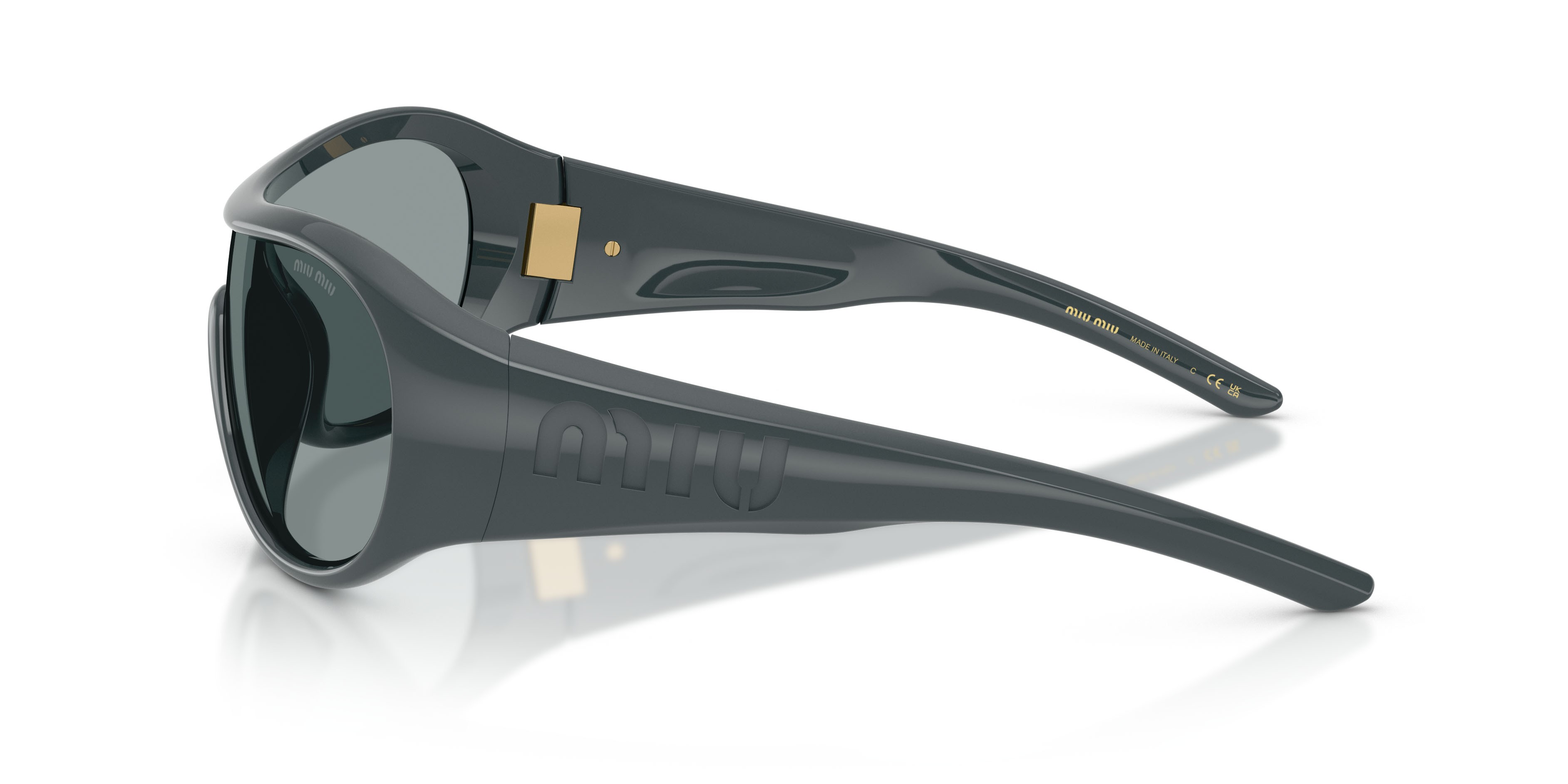 Occhiali da sole Miu Miu MU B14SU (25N70M) colore grigio forma irregolare lenti nero/grigio