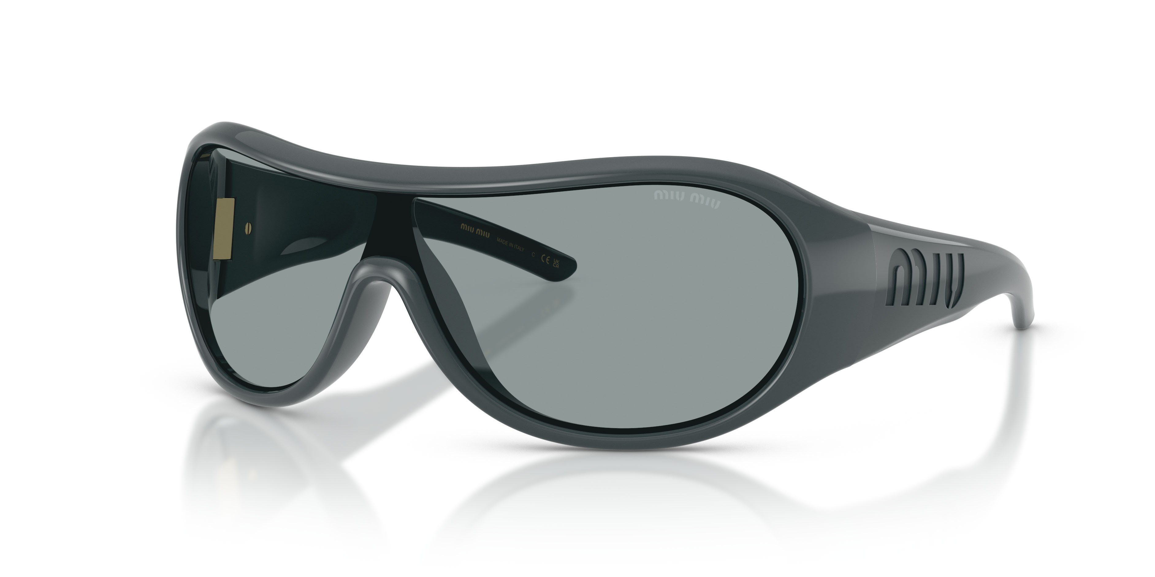 Occhiali da sole Miu Miu MU B14SU (25N70M) colore grigio forma irregolare lenti nero/grigio
