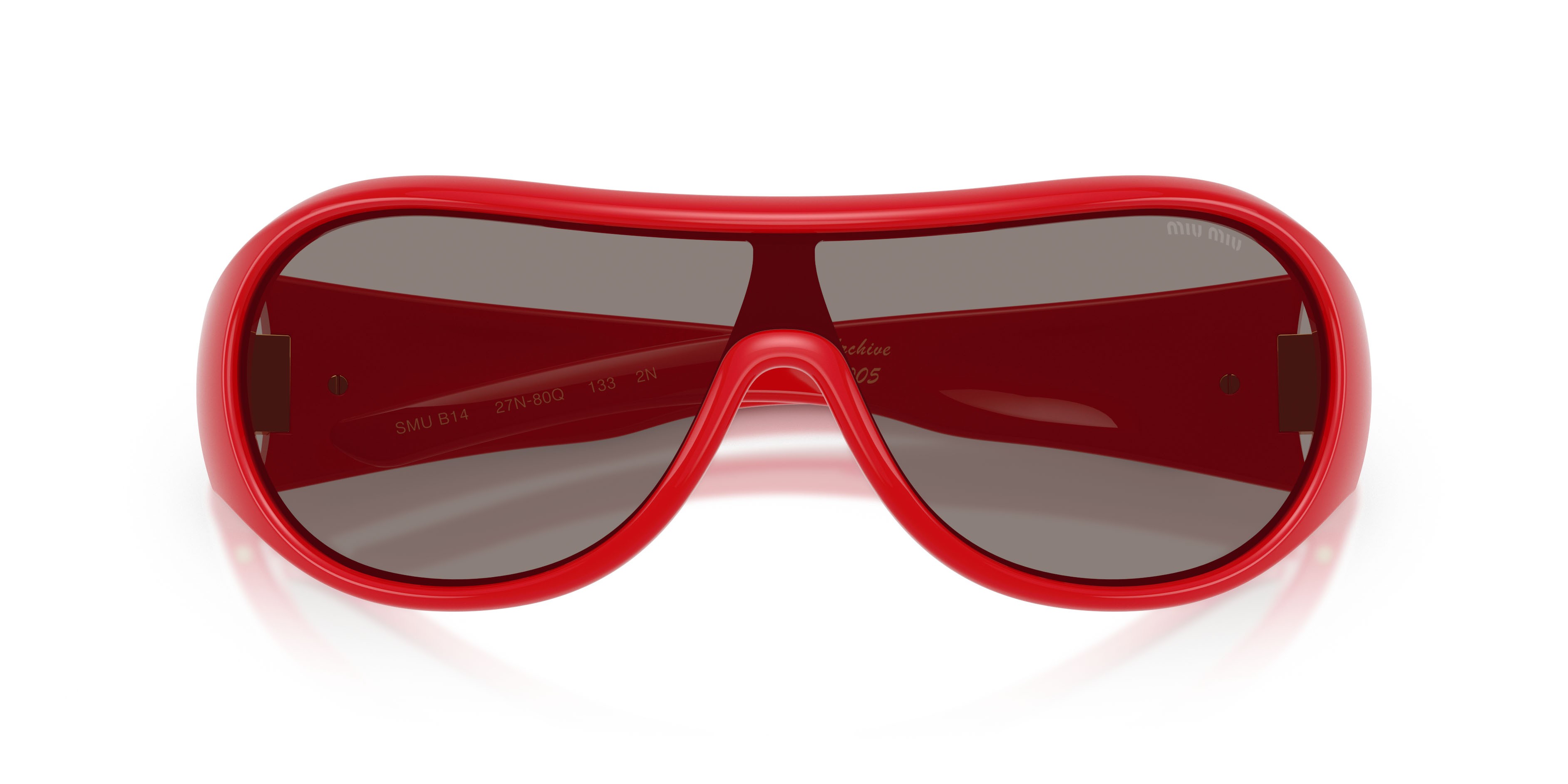 Occhiali da sole Miu Miu MU B14SU (27N80Q) colore rosso forma irregolare lenti grigio scuro