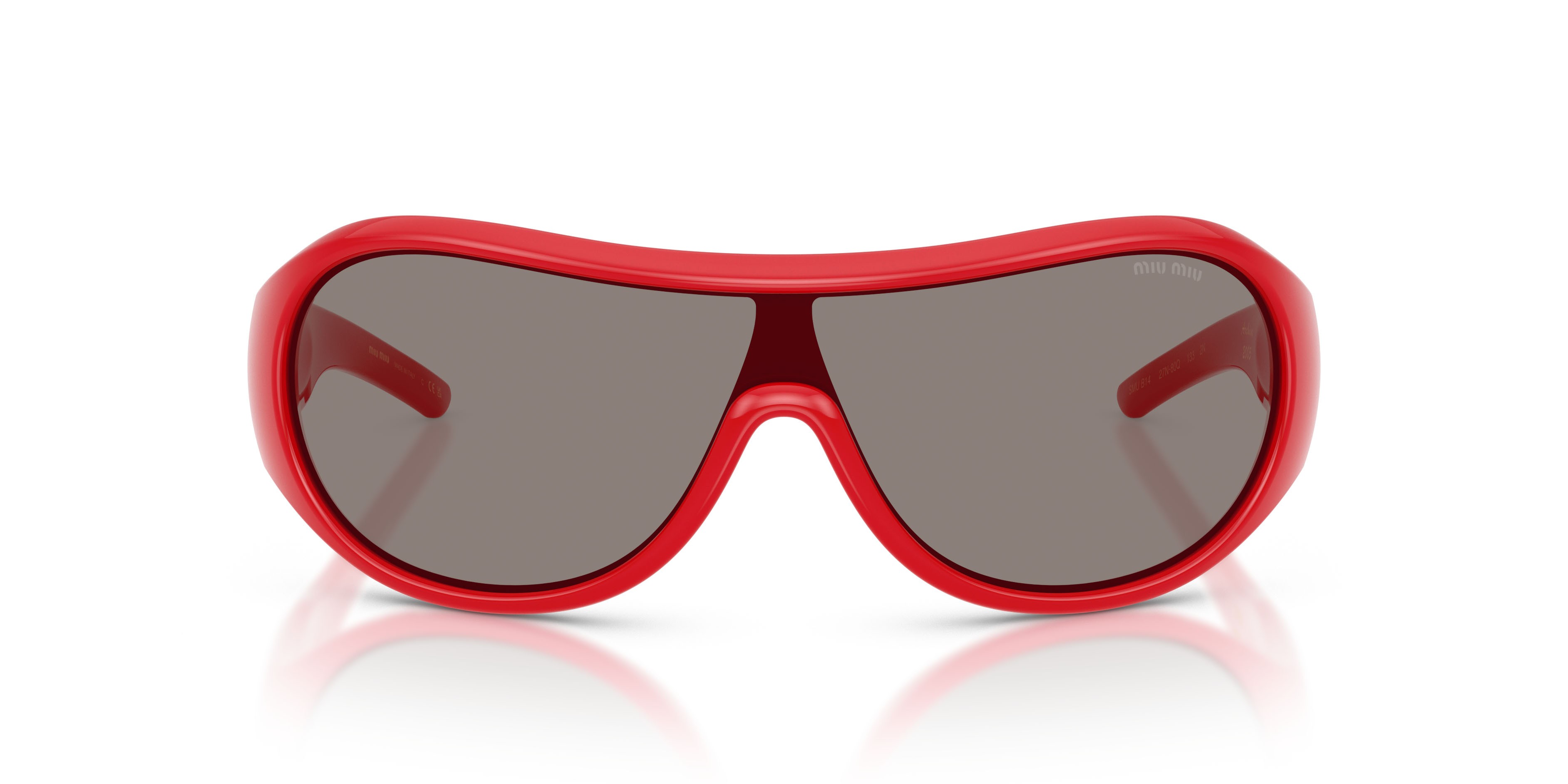 Occhiali da sole Miu Miu MU B14SU (27N80Q) colore rosso forma irregolare lenti grigio scuro