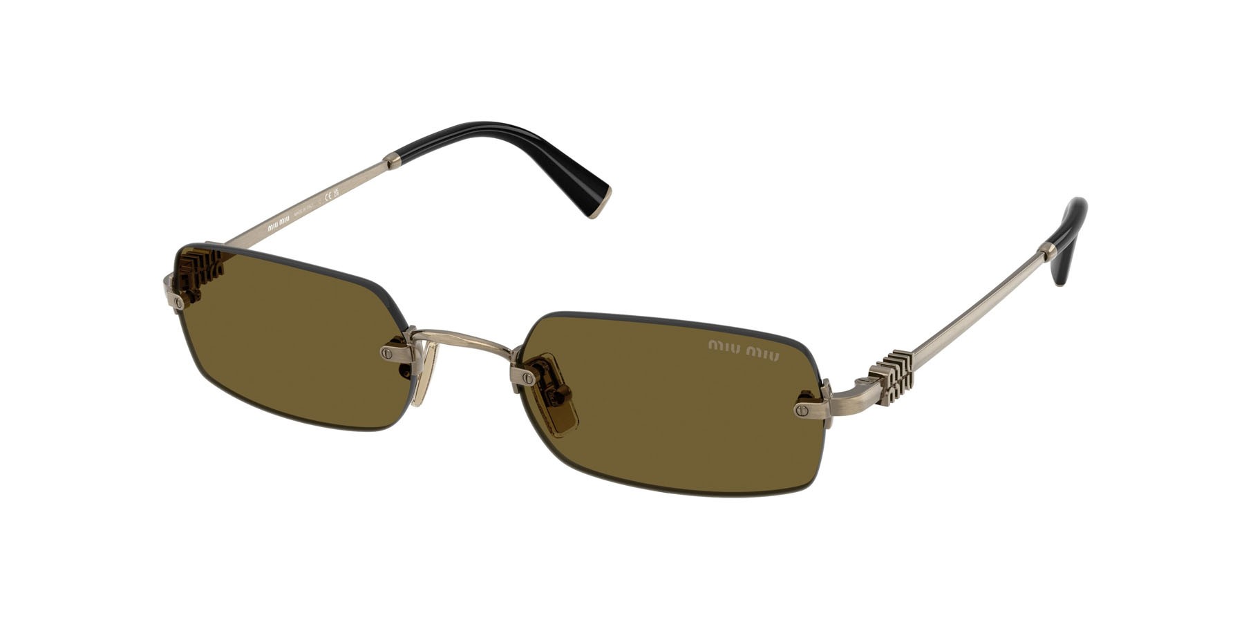 Occhiali da sole Miu Miu MU B50S (26C09Z) colore old gold forma rettangolare lenti marrone scuro