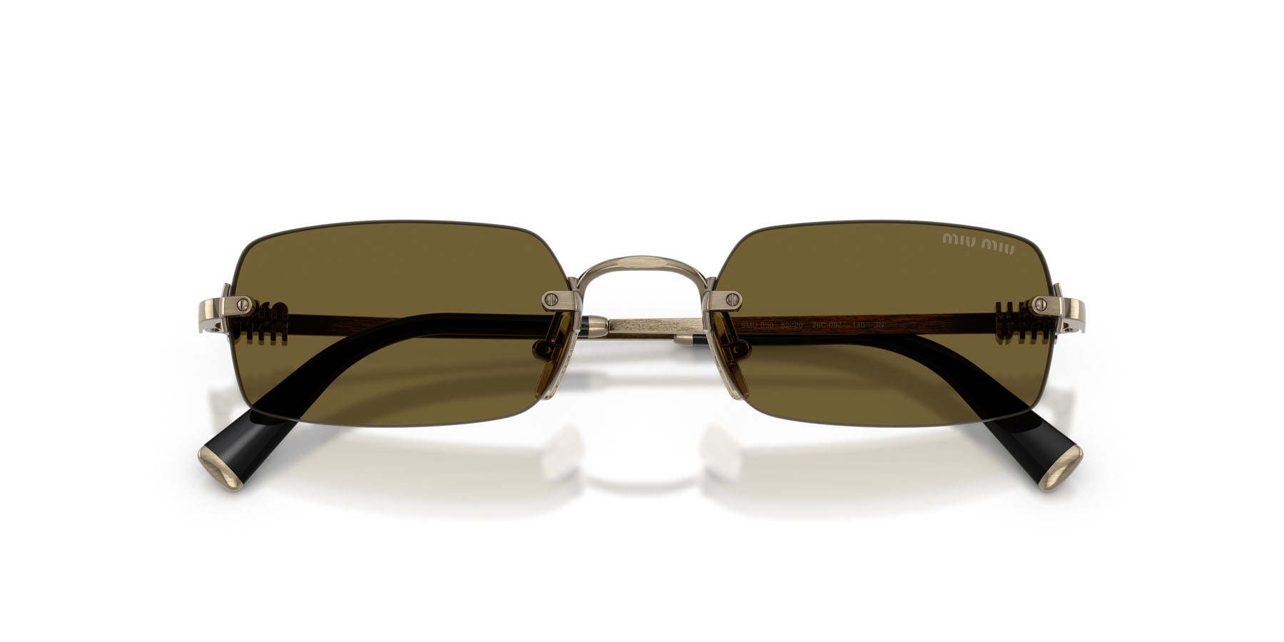 Occhiali da sole Miu Miu MU B50S (26C09Z) colore old gold forma rettangolare lenti marrone scuro