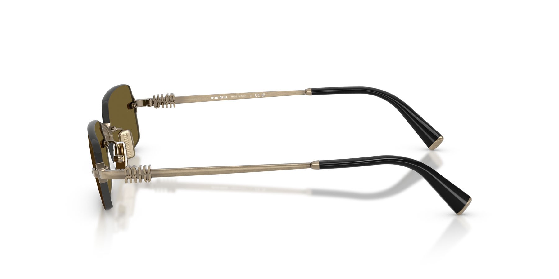 Occhiali da sole Miu Miu MU B50S (26C09Z) colore old gold forma rettangolare lenti marrone scuro