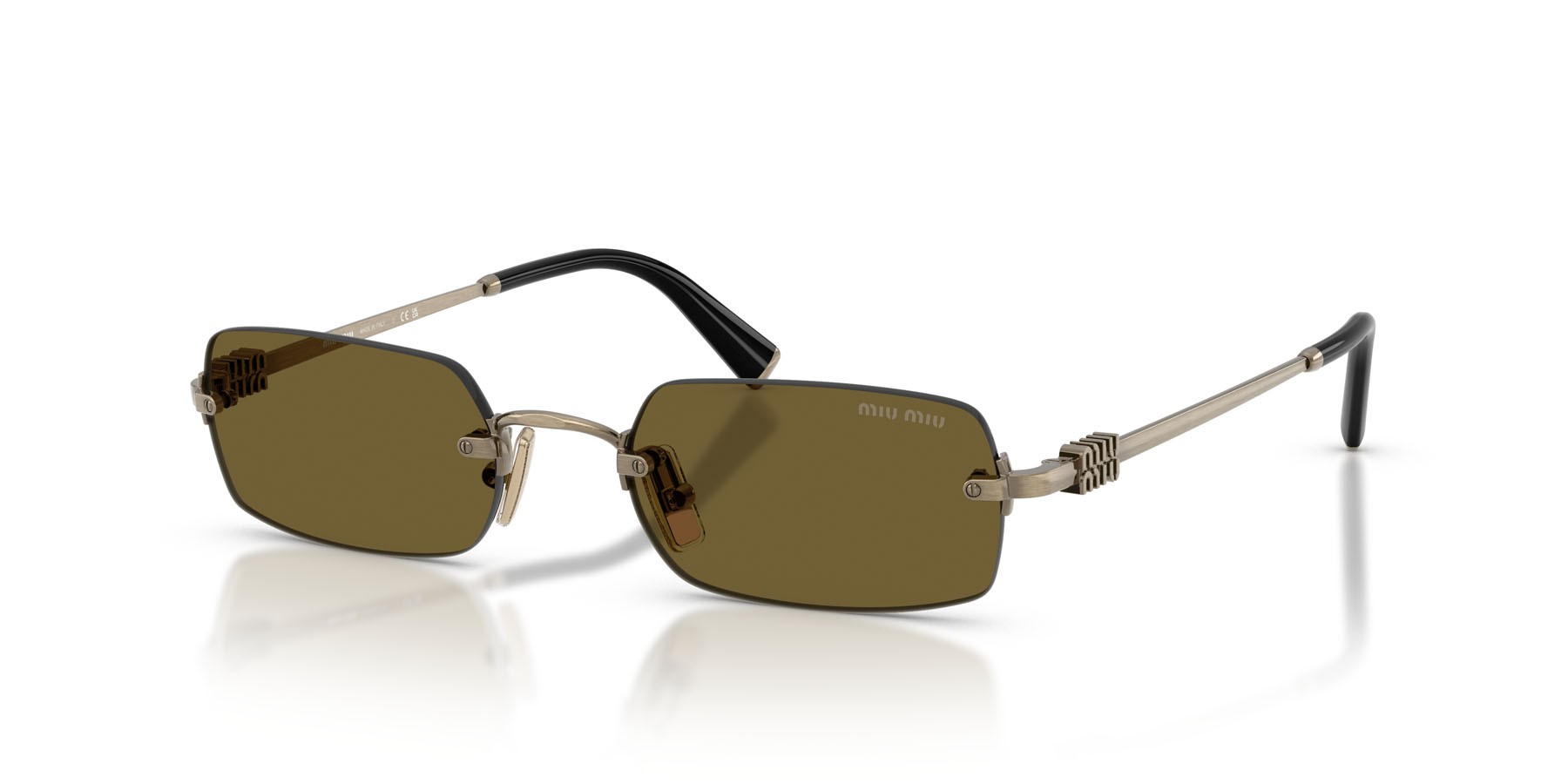 Occhiali da sole Miu Miu MU B50S (26C09Z) colore old gold forma rettangolare lenti marrone scuro