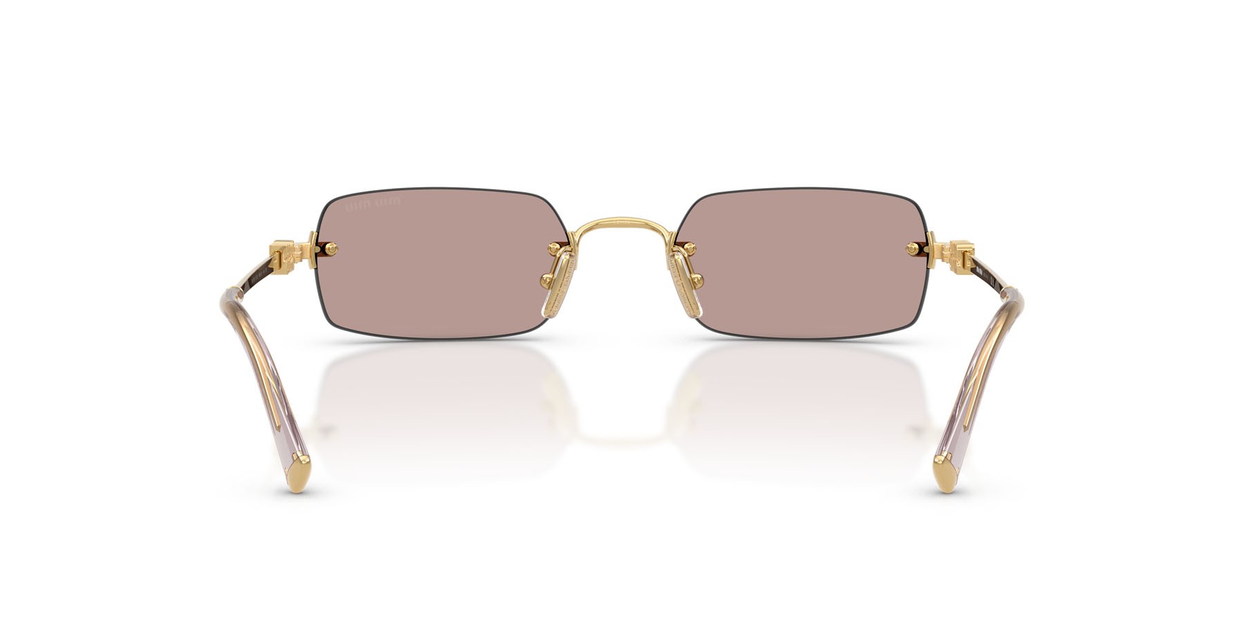 Occhiali da sole Miu Miu MU B50S (5AK20I) colore oro forma rettangolare lenti viola chiaro/marrone