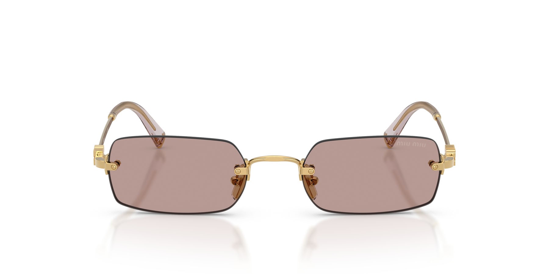 Occhiali da sole Miu Miu MU B50S (5AK20I) colore oro forma rettangolare lenti viola chiaro/marrone