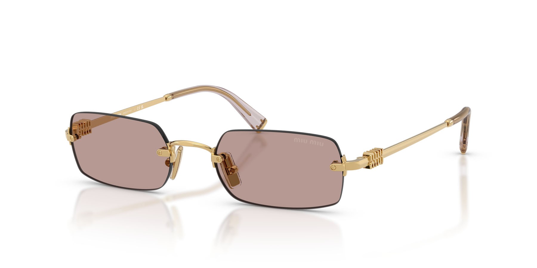 Occhiali da sole Miu Miu MU B50S (5AK20I) colore oro forma rettangolare lenti viola chiaro/marrone