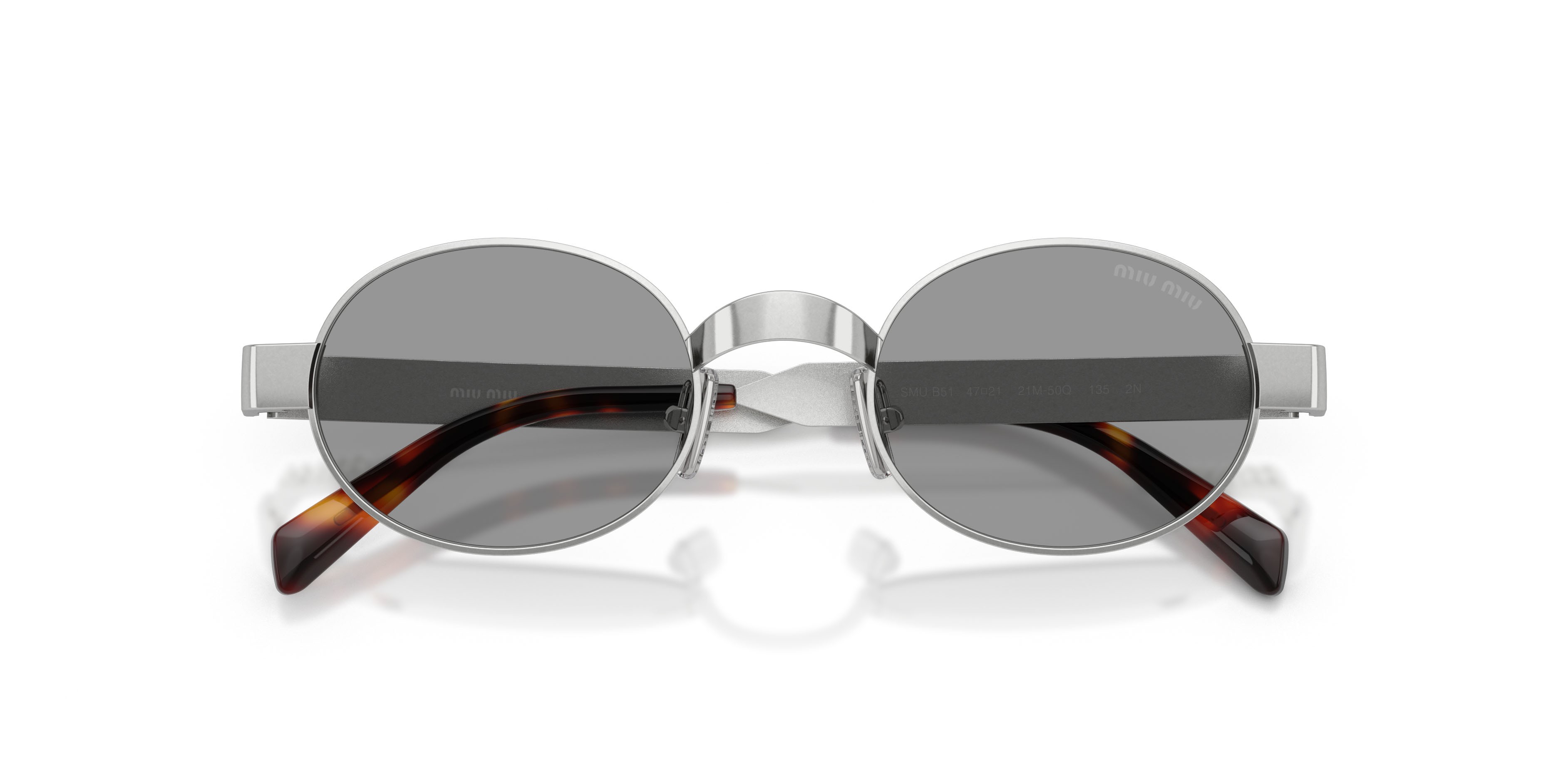 Occhiali da sole Miu Miu MU B51S (21M50Q) colore argento vecchio forma ovale lenti grigio