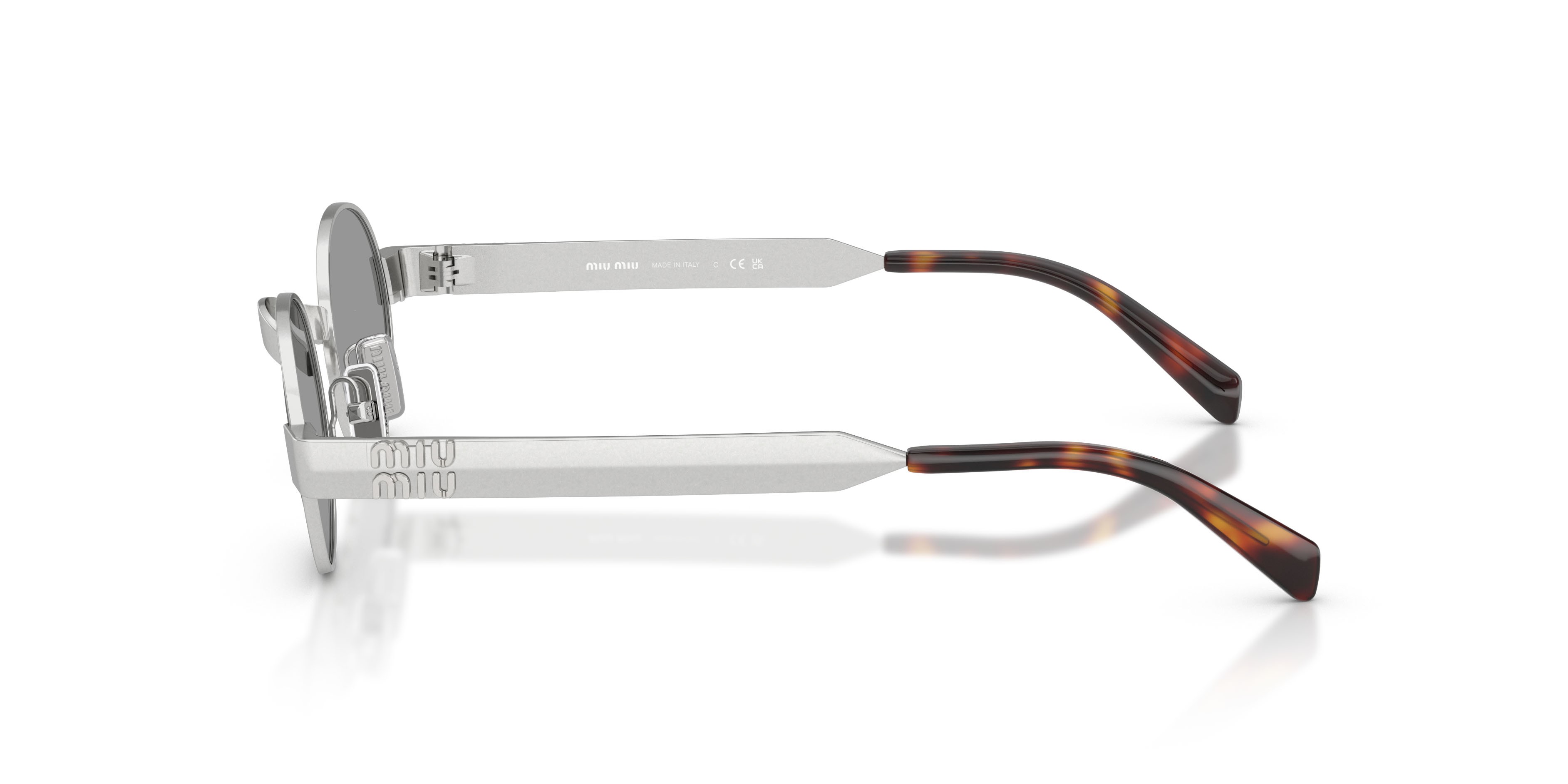 Occhiali da sole Miu Miu MU B51S (21M50Q) colore argento vecchio forma ovale lenti grigio