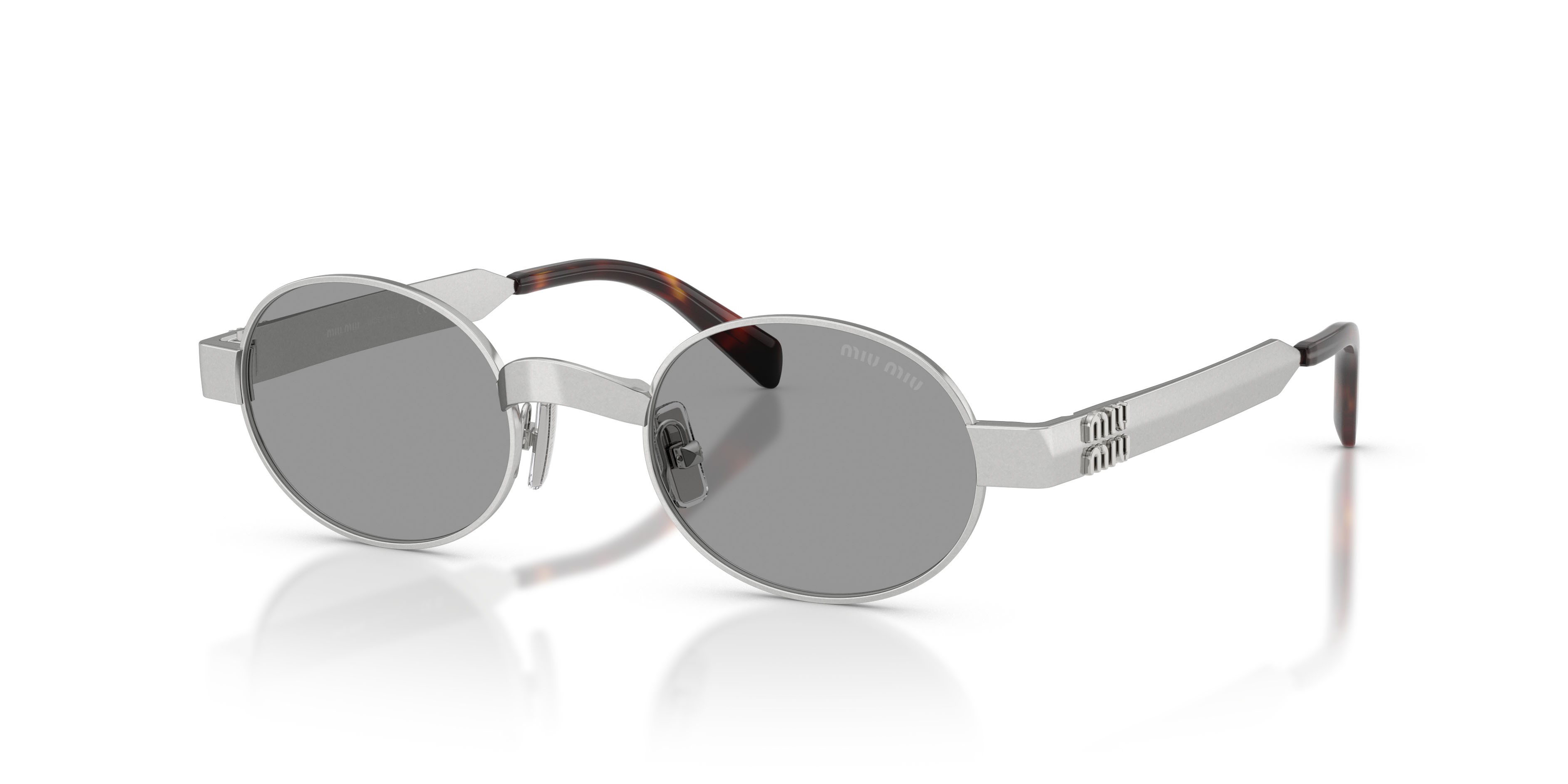 Occhiali da sole Miu Miu MU B51S (21M50Q) colore argento vecchio forma ovale lenti grigio