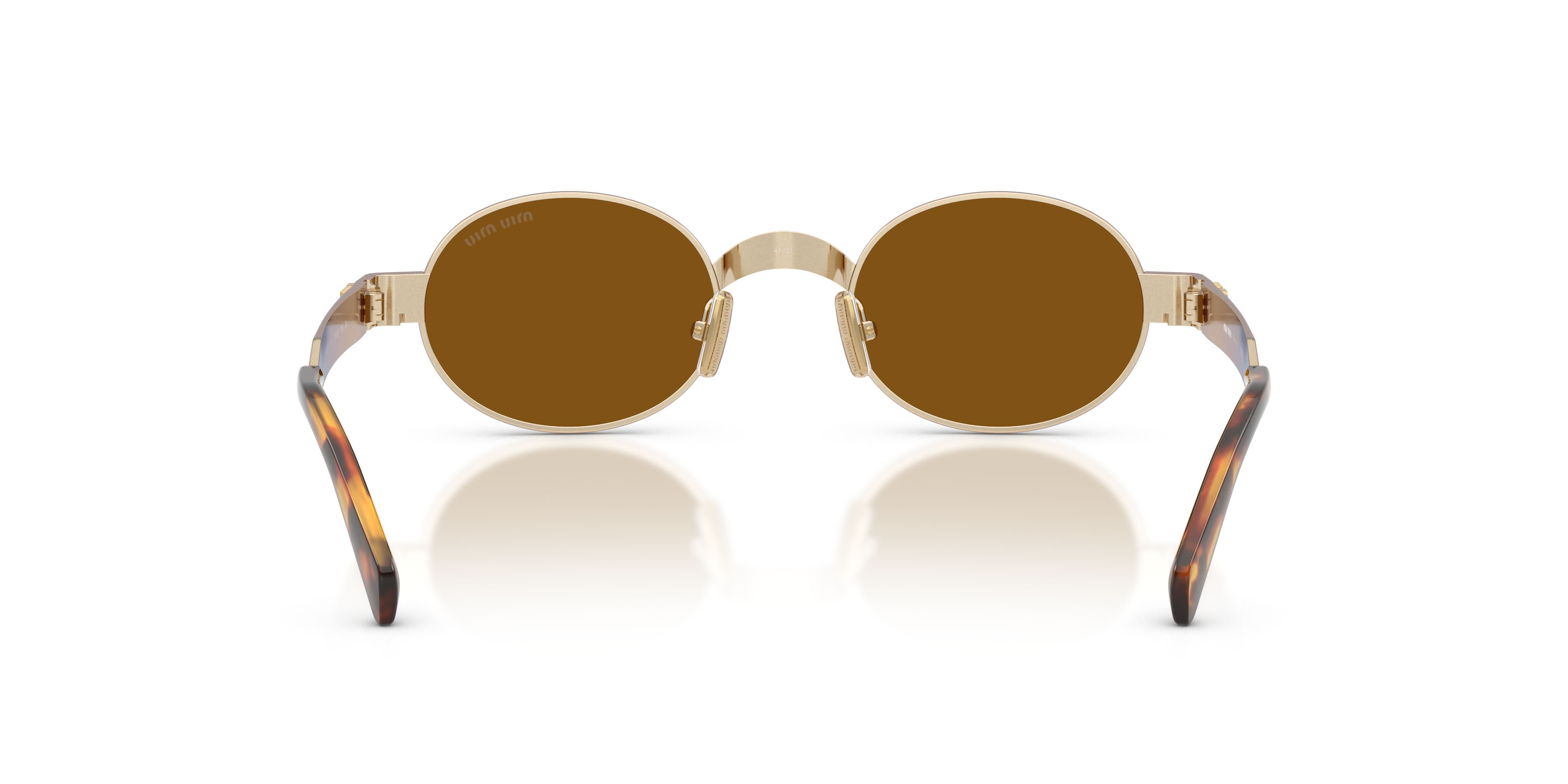 Occhiali da sole Miu Miu MU B51S (22M20V) colore old gold forma ovale lenti bronzo scuro