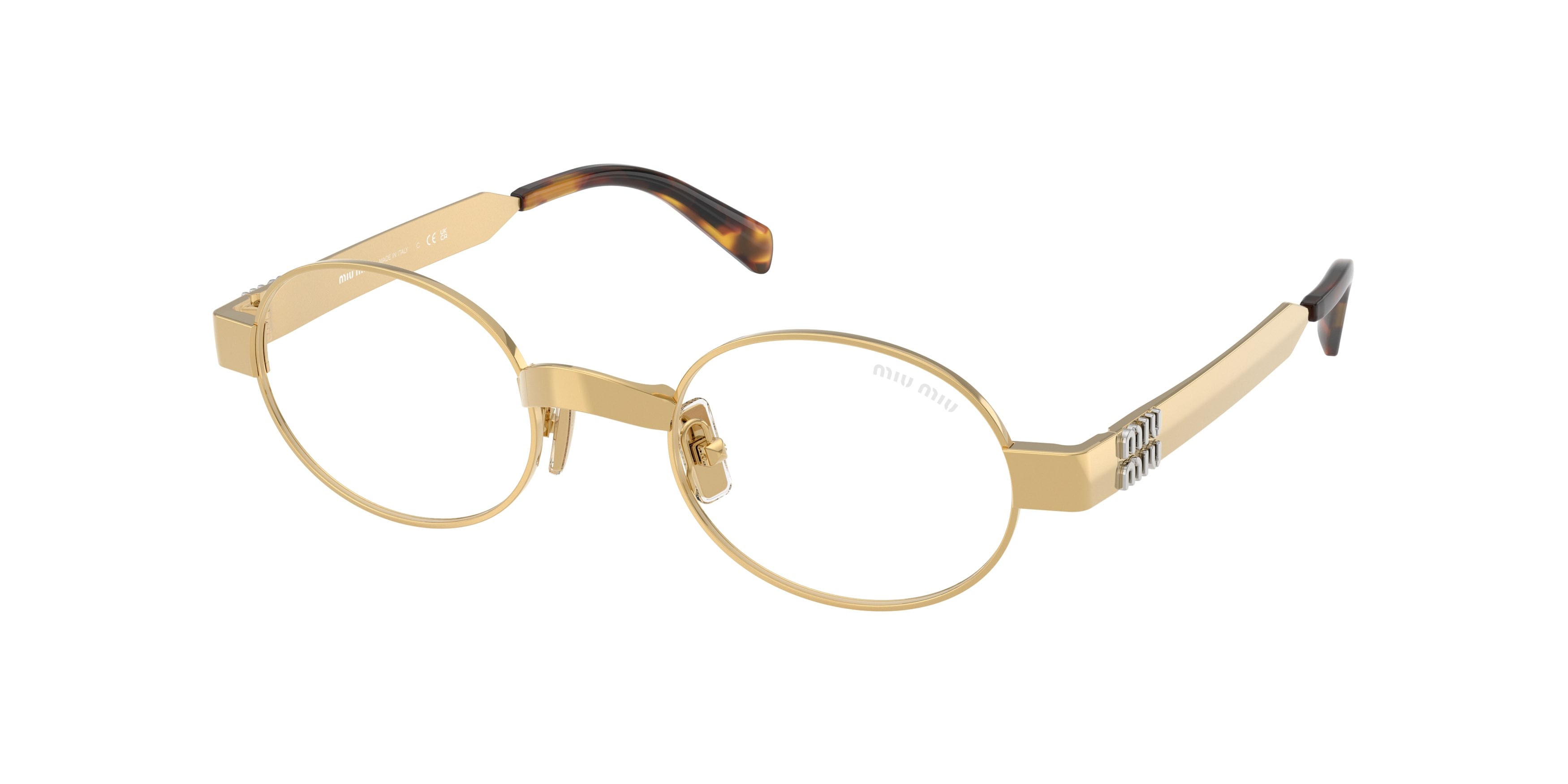 Occhiali da sole Miu Miu MU B51S (5AK10W) colore oro forma ovale lenti filtro per luce blu-viola