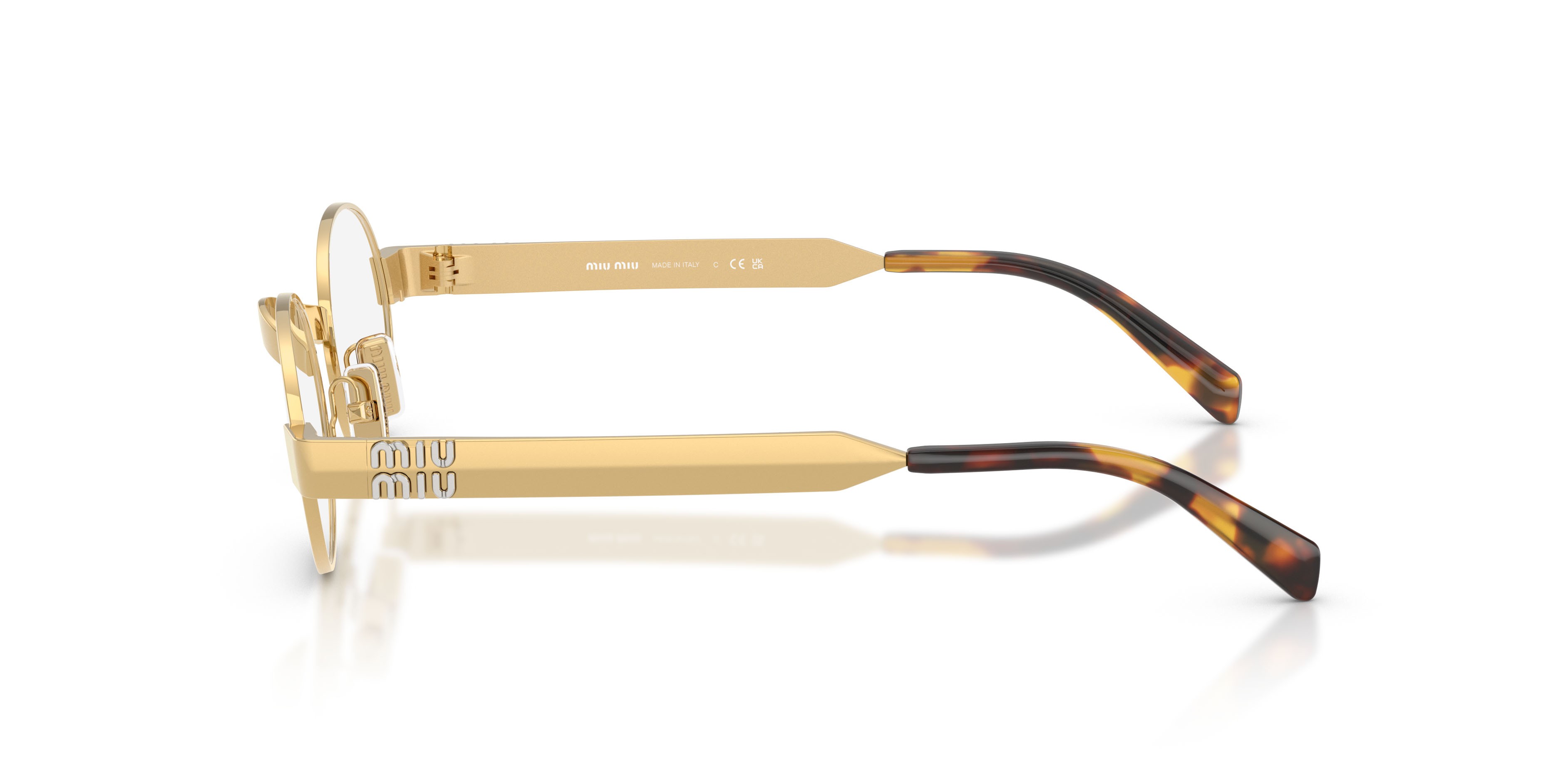 Occhiali da sole Miu Miu MU B51S (5AK10W) colore oro forma ovale lenti filtro per luce blu-viola
