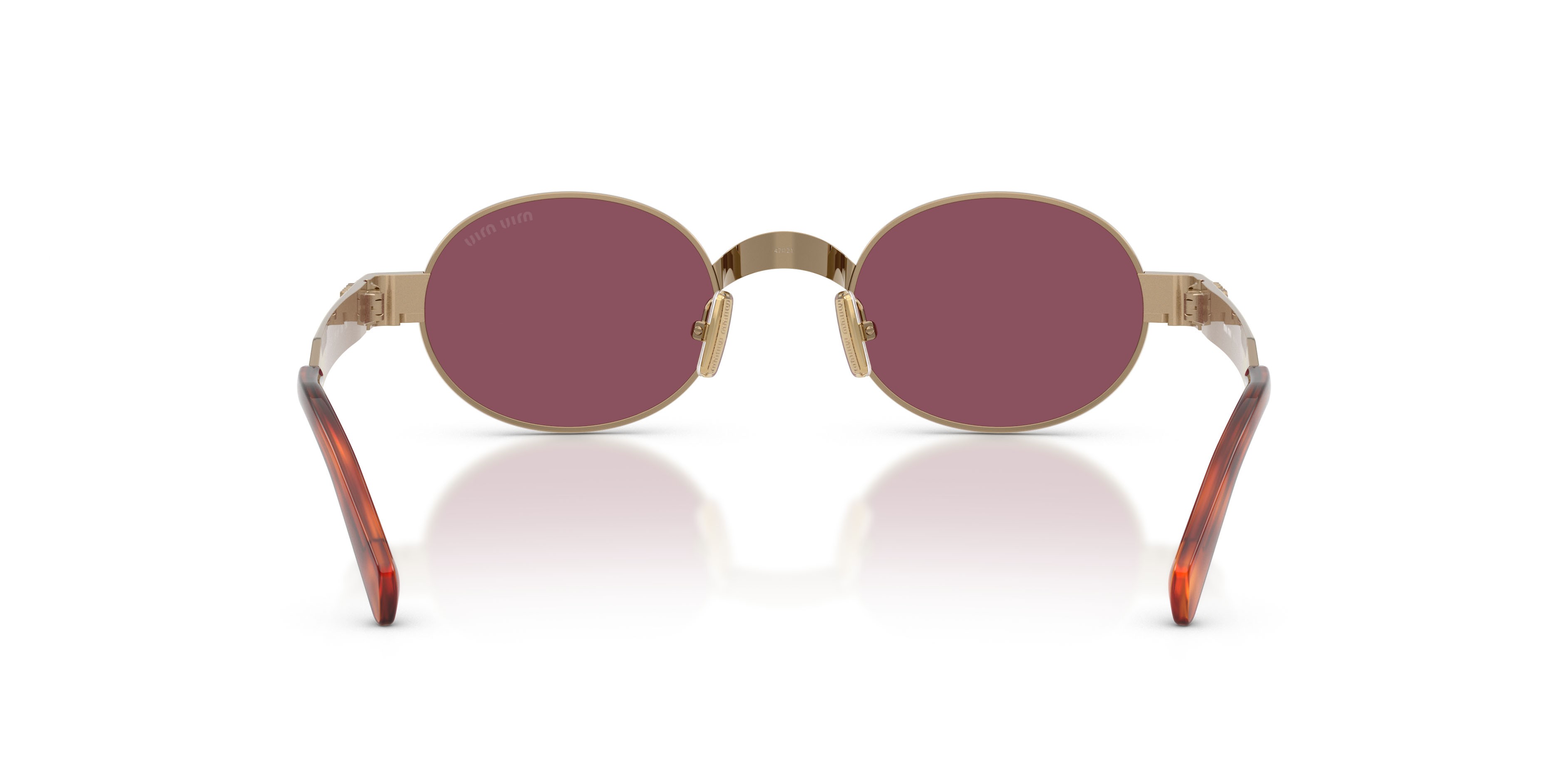 Occhiali da sole Miu Miu MU B51S (7OE30Y) colore ottone forma ovale lenti violetto scuro
