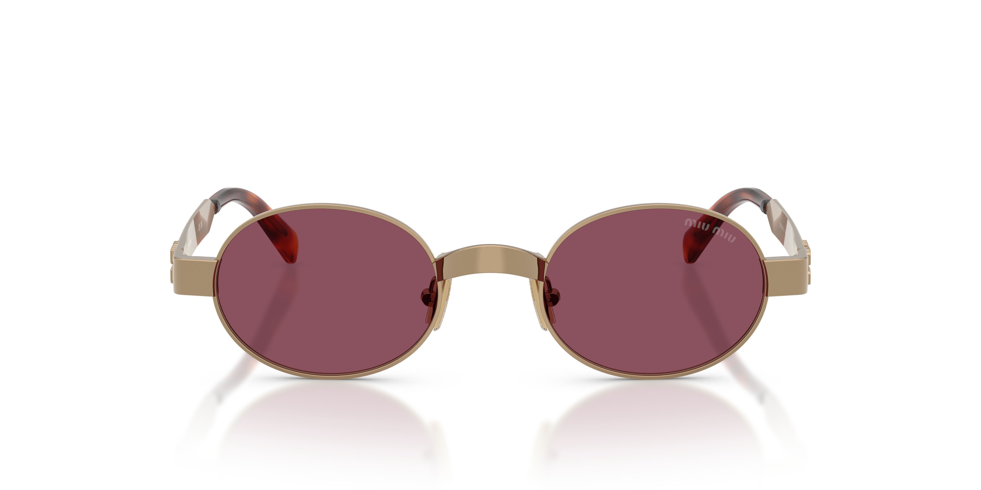 Occhiali da sole Miu Miu MU B51S (7OE30Y) colore ottone forma ovale lenti violetto scuro