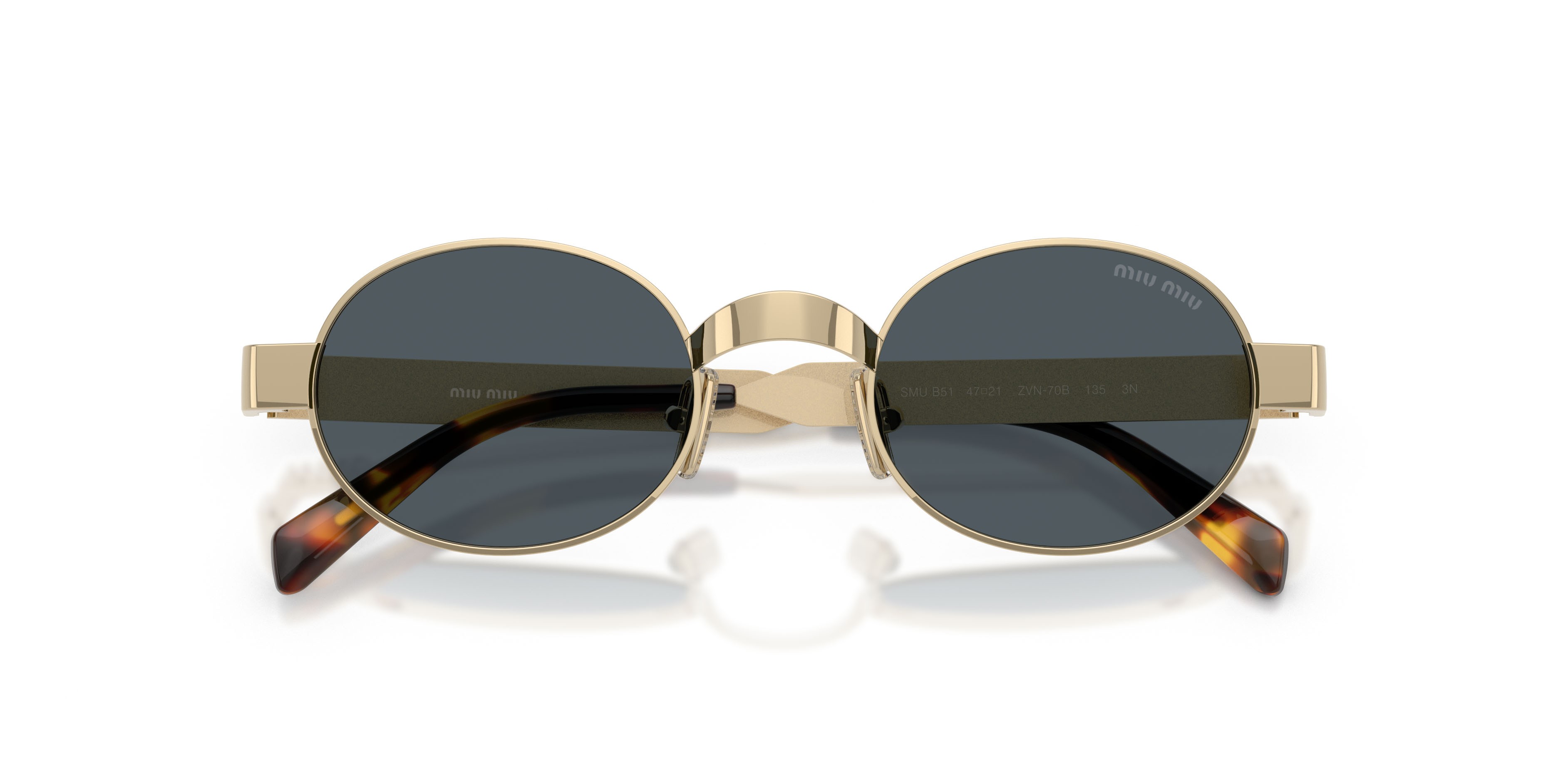 Occhiali da sole Miu Miu MU B51S (ZVN70B) colore oro pallido forma ovale lenti grigio scuro