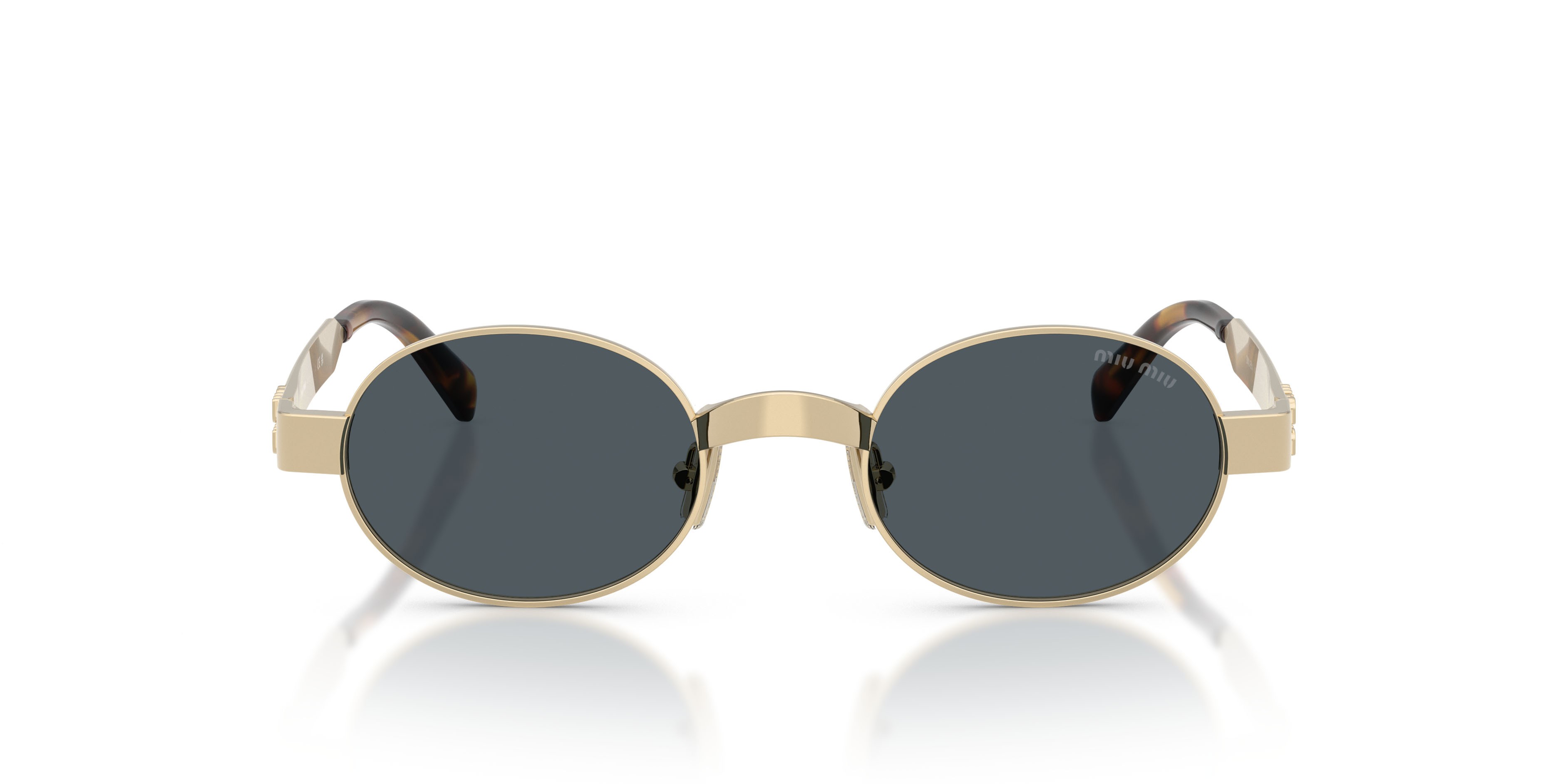 Occhiali da sole Miu Miu MU B51S (ZVN70B) colore oro pallido forma ovale lenti grigio scuro