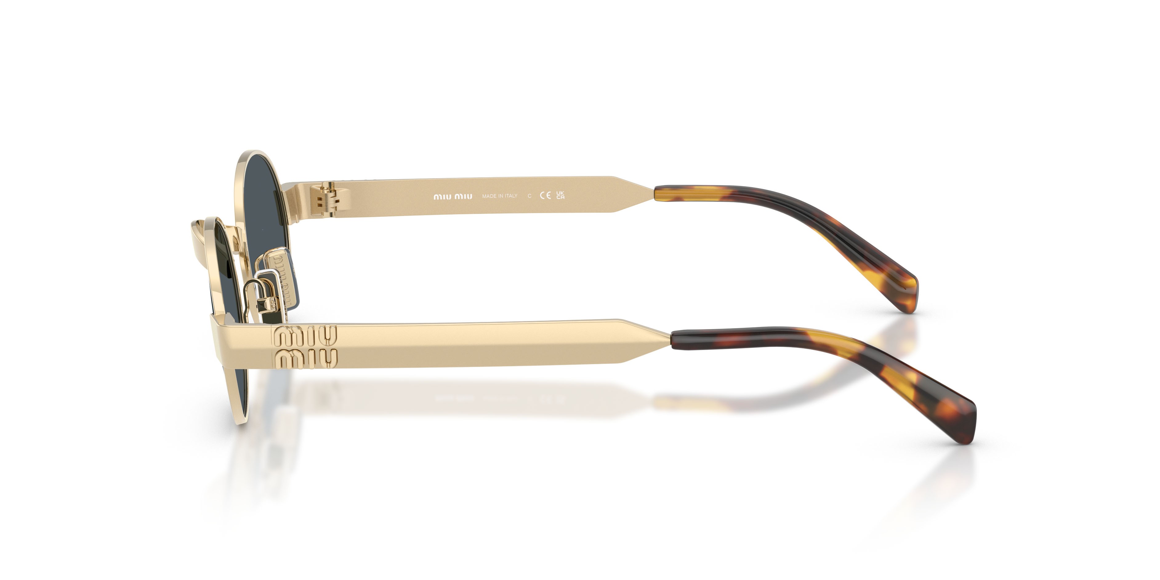 Occhiali da sole Miu Miu MU B51S (ZVN70B) colore oro pallido forma ovale lenti grigio scuro